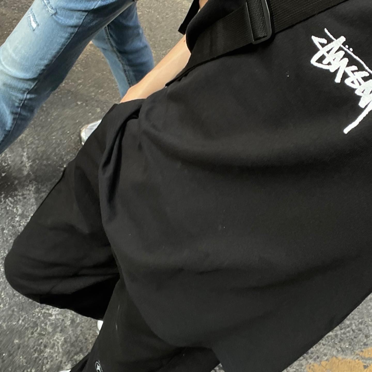 Stussy Fuzzy Dice T-Shirt Black, Nike Dunk Low Retro Black 착용 스타일 - 3