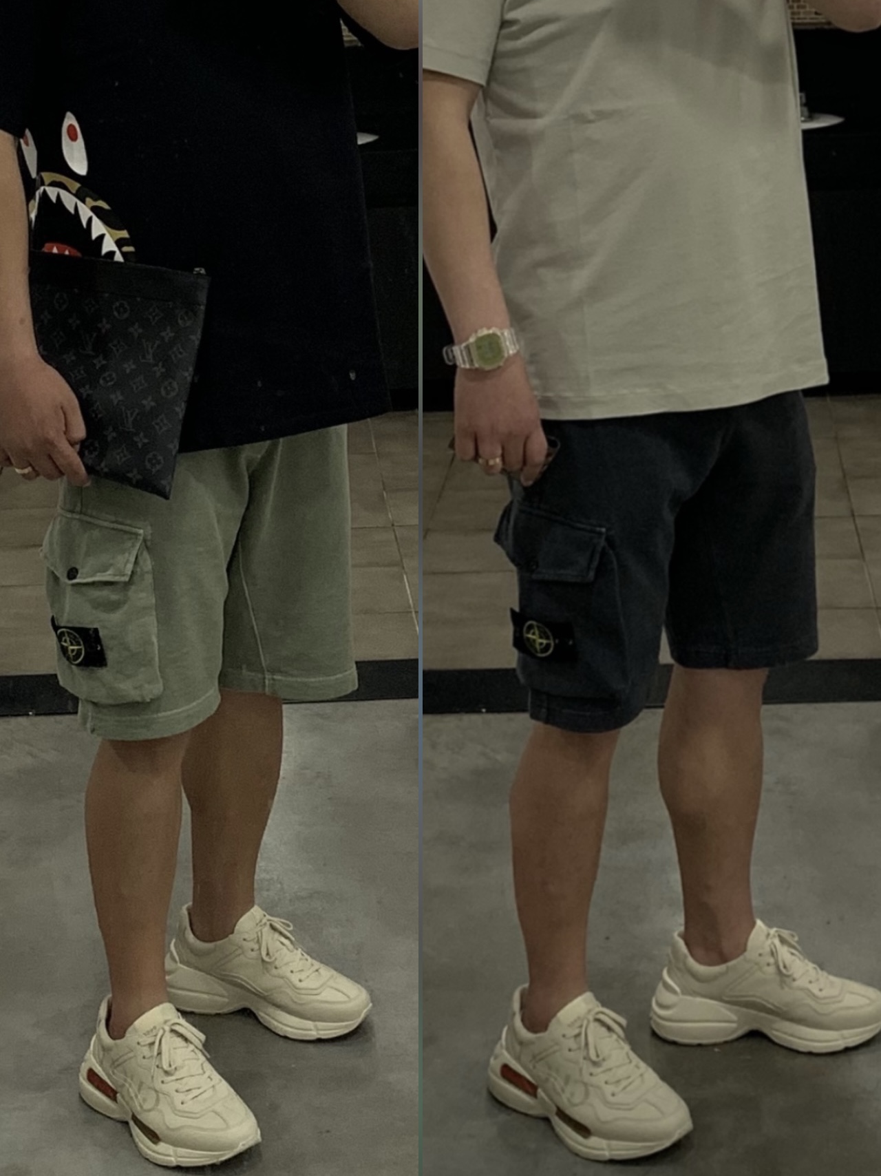 Gucci Rhyton Leather Sneakers Logo 착용 스타일