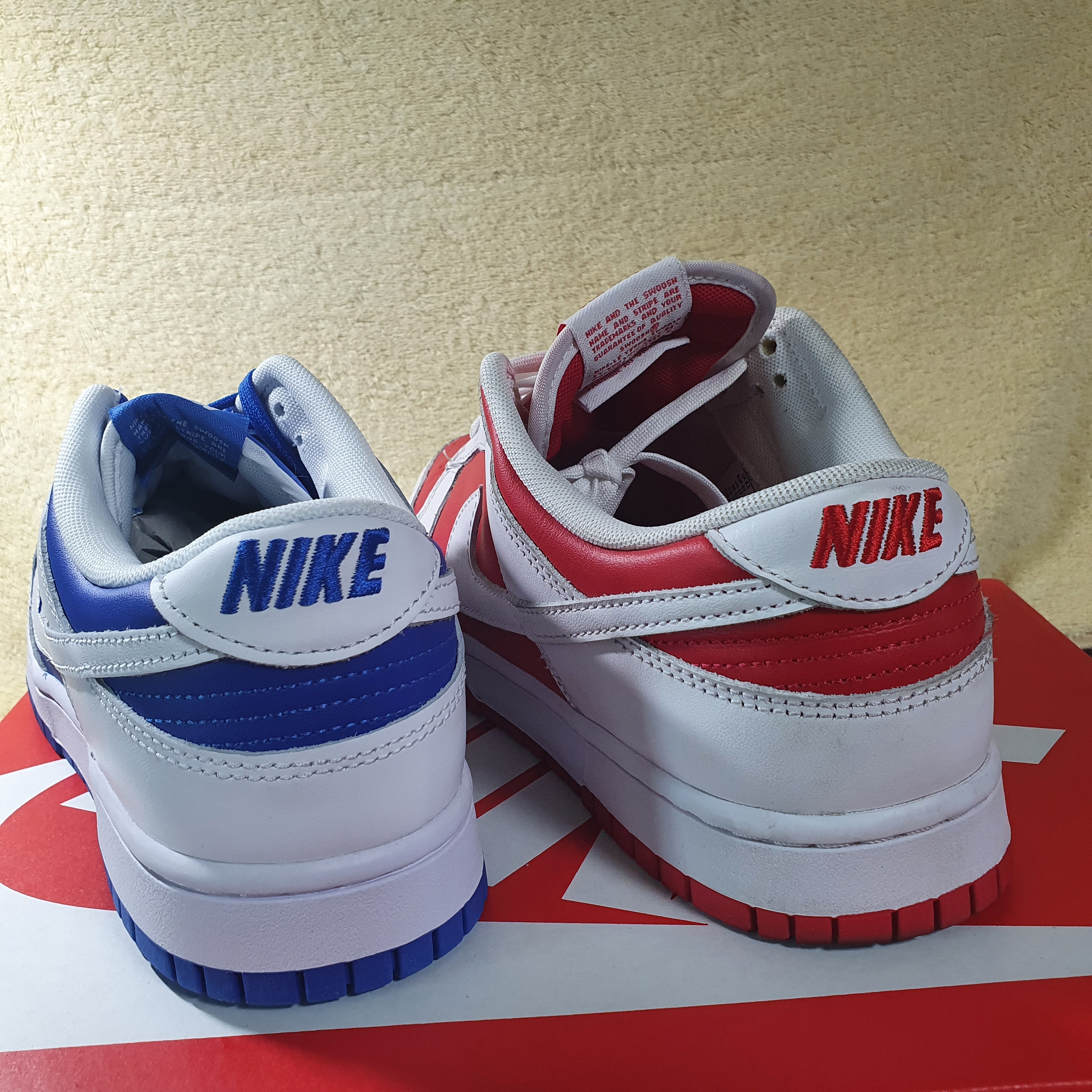 Nike Dunk Low Retro Championship Red, Nike Dunk Low Retro Racer Blue and White 착용 스타일 - 3