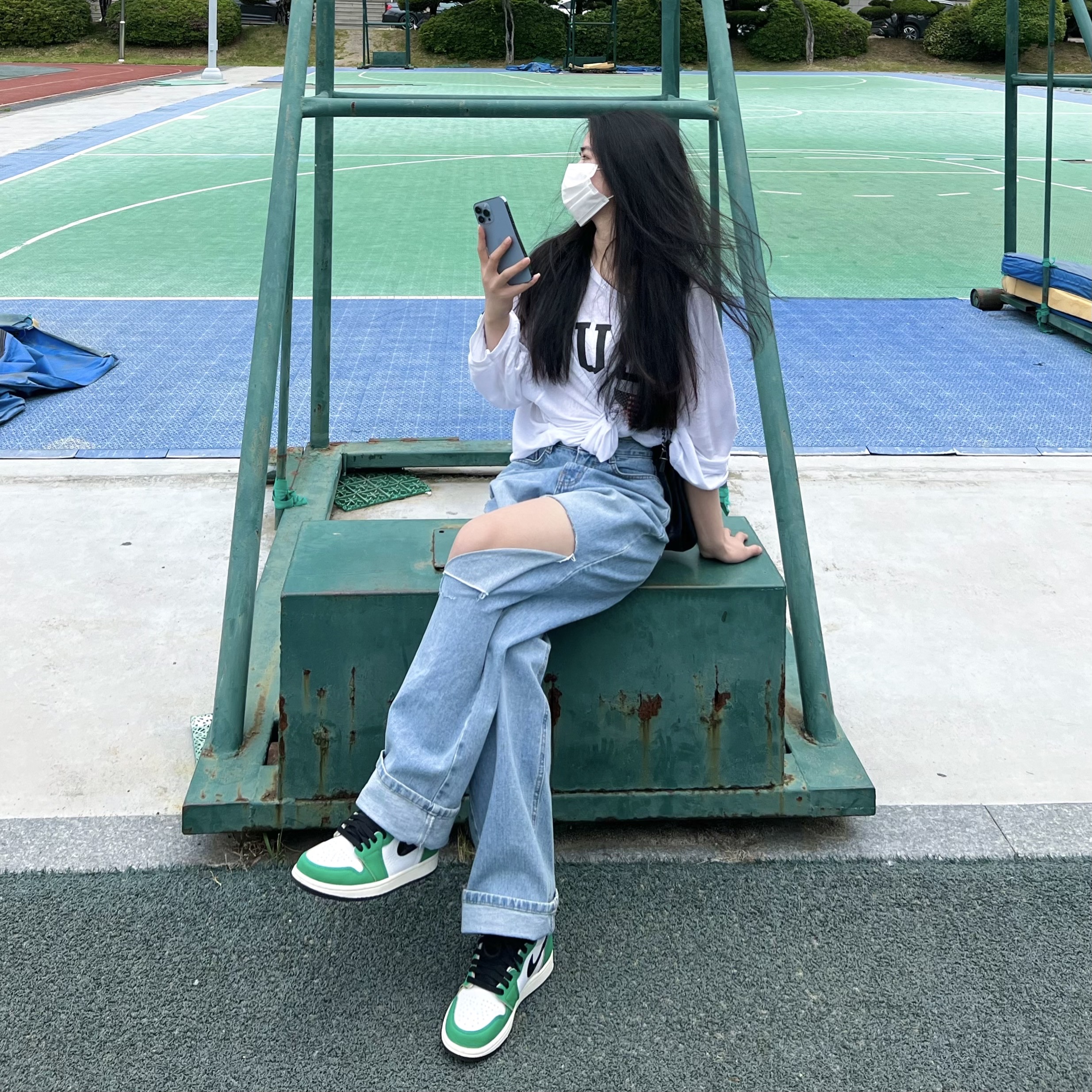 (W) Jordan 1 Retro High OG Lucky Green 착용 스타일 - 3