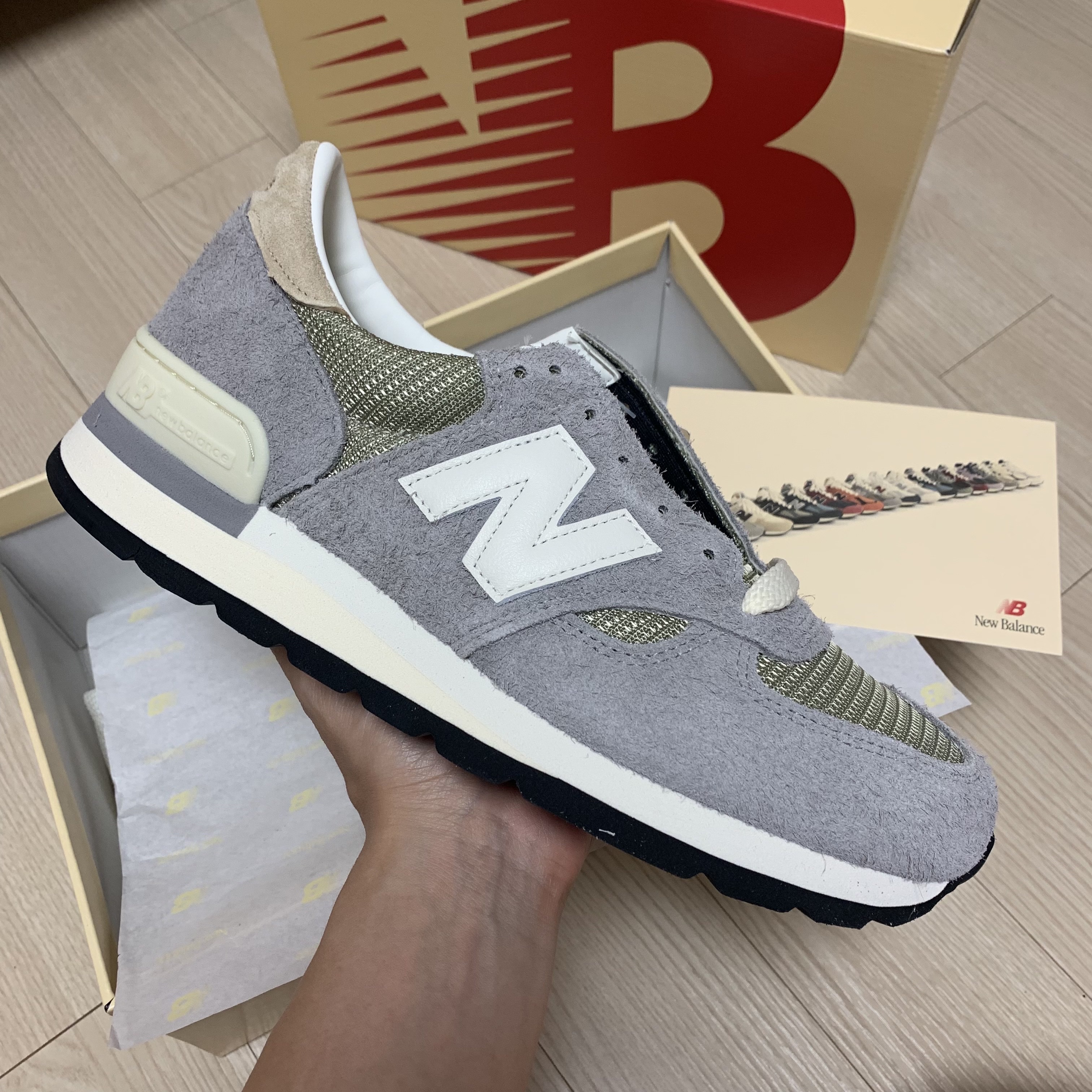 New Balance 990v1 Made in USA Marblehead Incense 착용 스타일