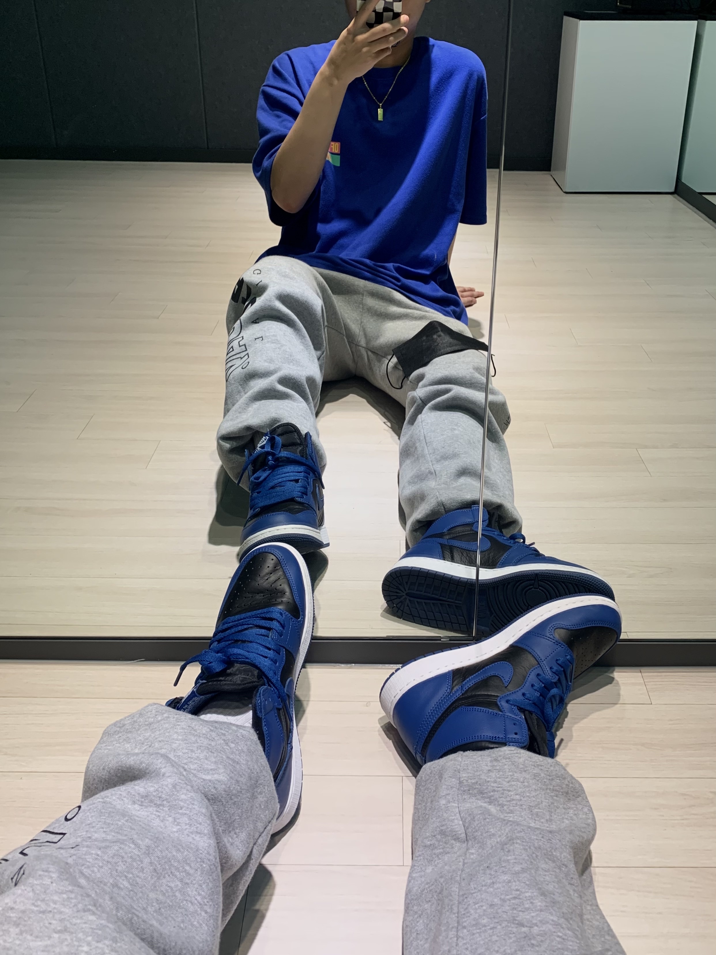 Jordan 1 Retro High OG Dark Marina Blue, (GS) Jordan 1 Retro High OG Dark Marina Blue 착용 스타일 - 2