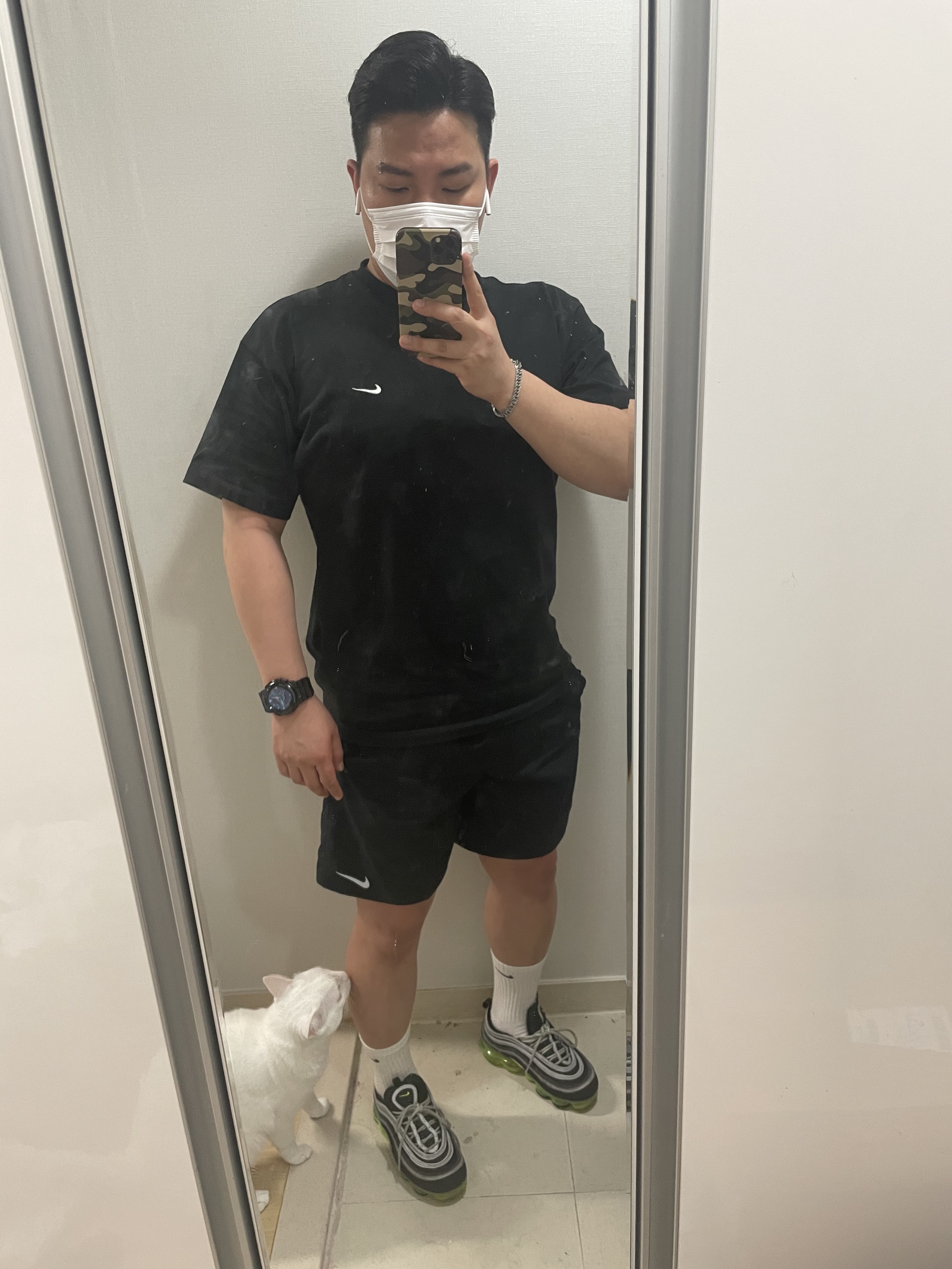 Nike NRG Solo Swoosh T-Shirt Black - Asia, Nike Air VaporMax 97 Black Volt 착용 스타일 - 5