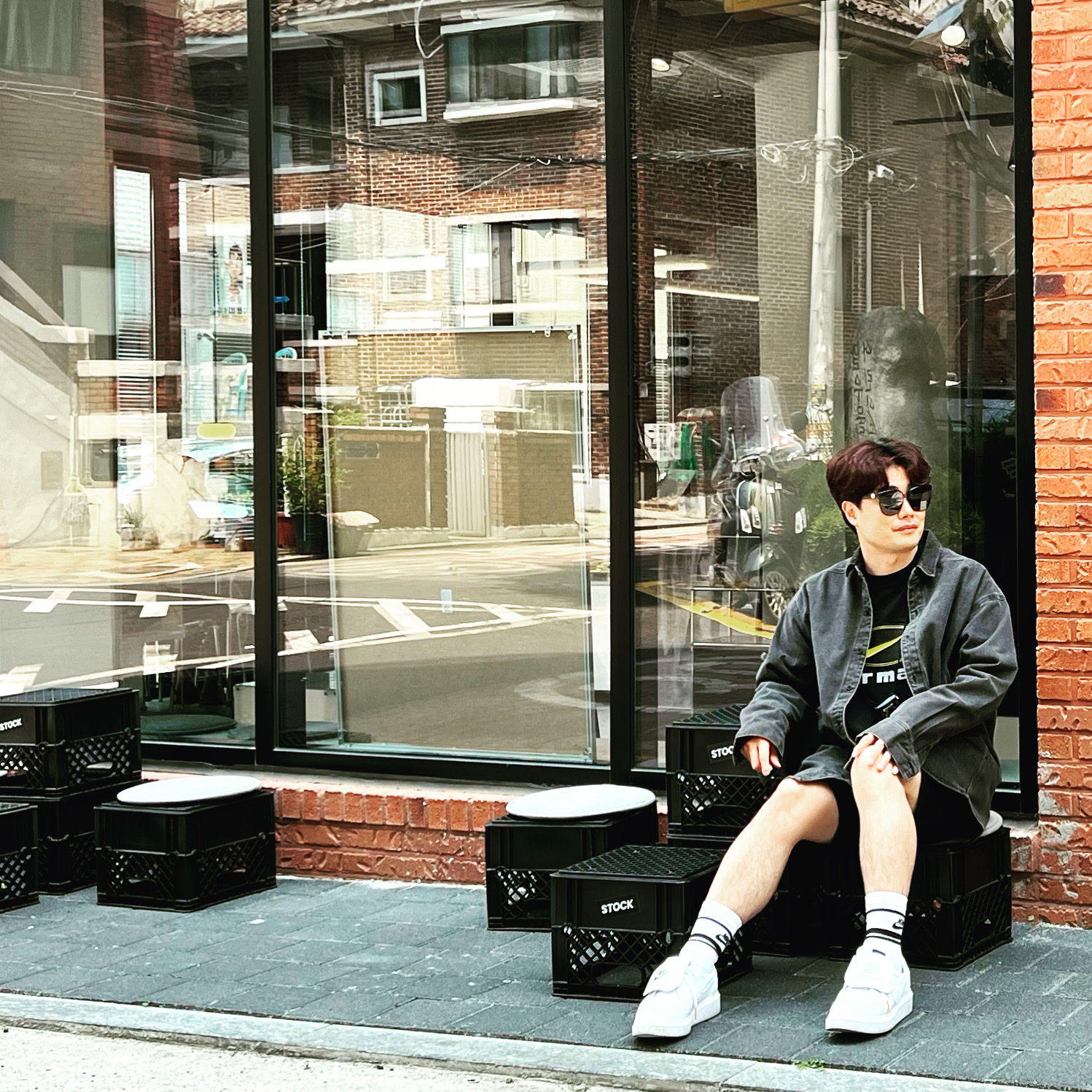 Nike x Peaceminusone Kwondo1 White, Essentials Denim Long Sleeve Shirt Black - 22SS 착용 스타일 - 2
