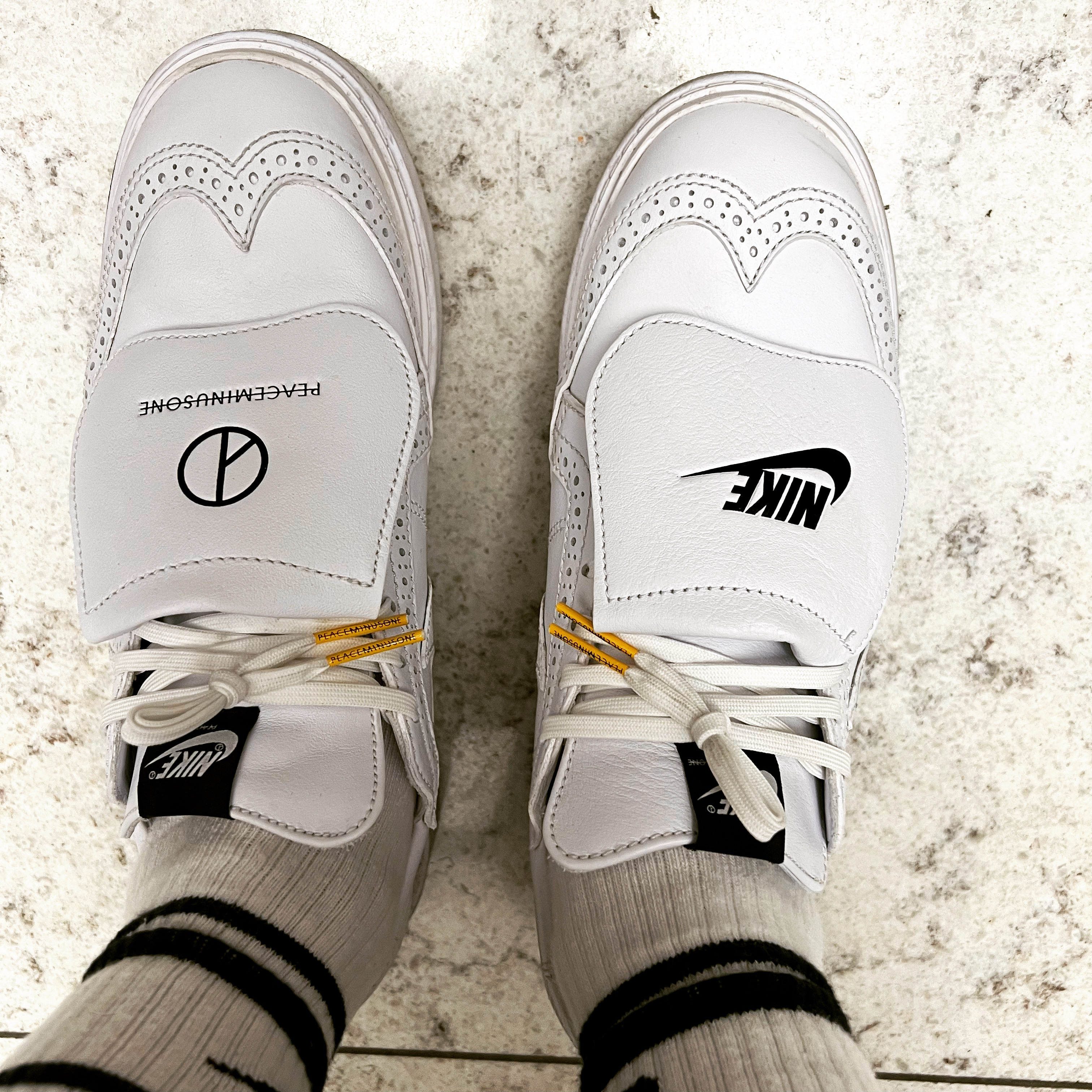 Nike x Peaceminusone Kwondo1 White 착용 스타일 - 3