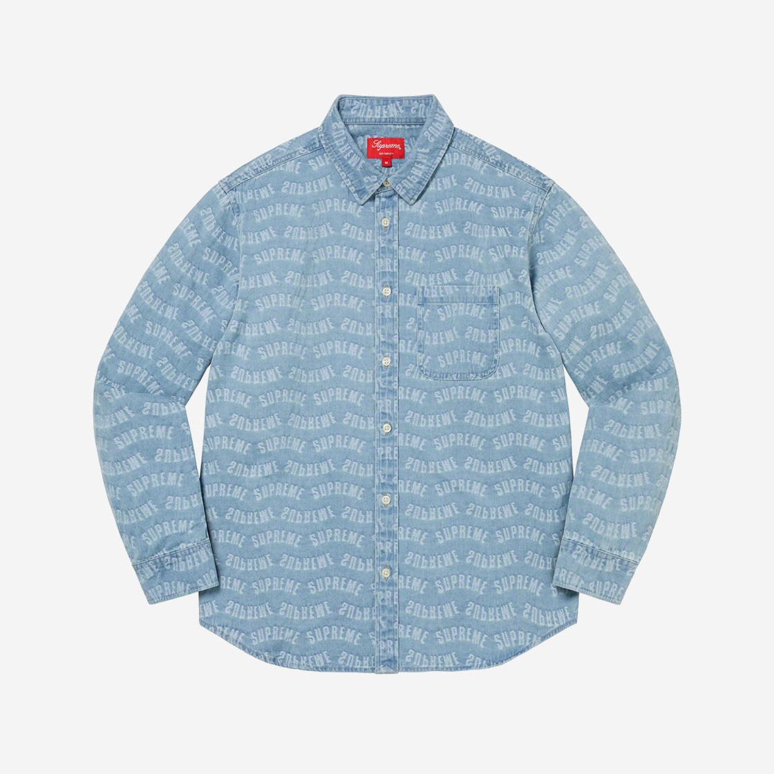 Supreme Arc Jacquard Denim Shirt Blue - 22SS 상세 이미지 1