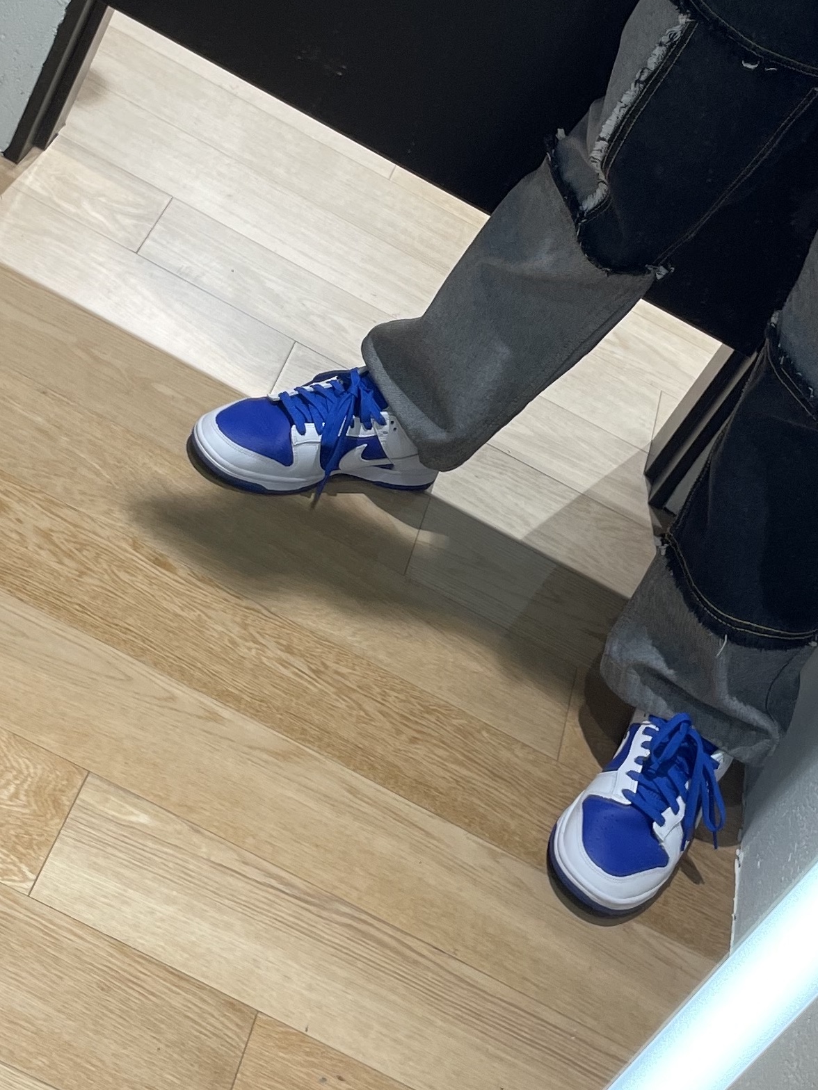 Nike Dunk Low Retro Racer Blue and White 착용 스타일 - 3