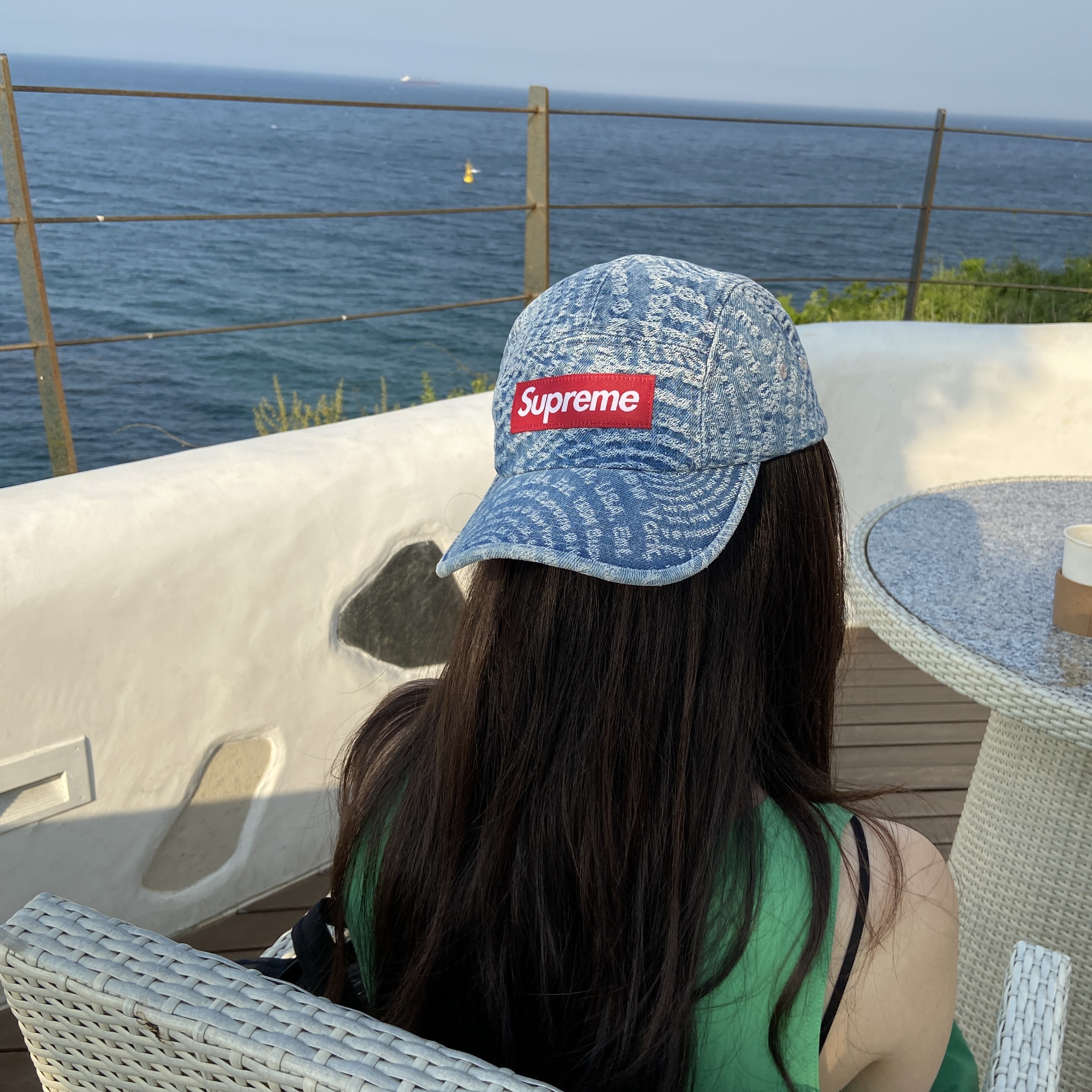 Supreme Circles Jacquard Denim Camp Cap Blue - 21FW 착용 스타일
