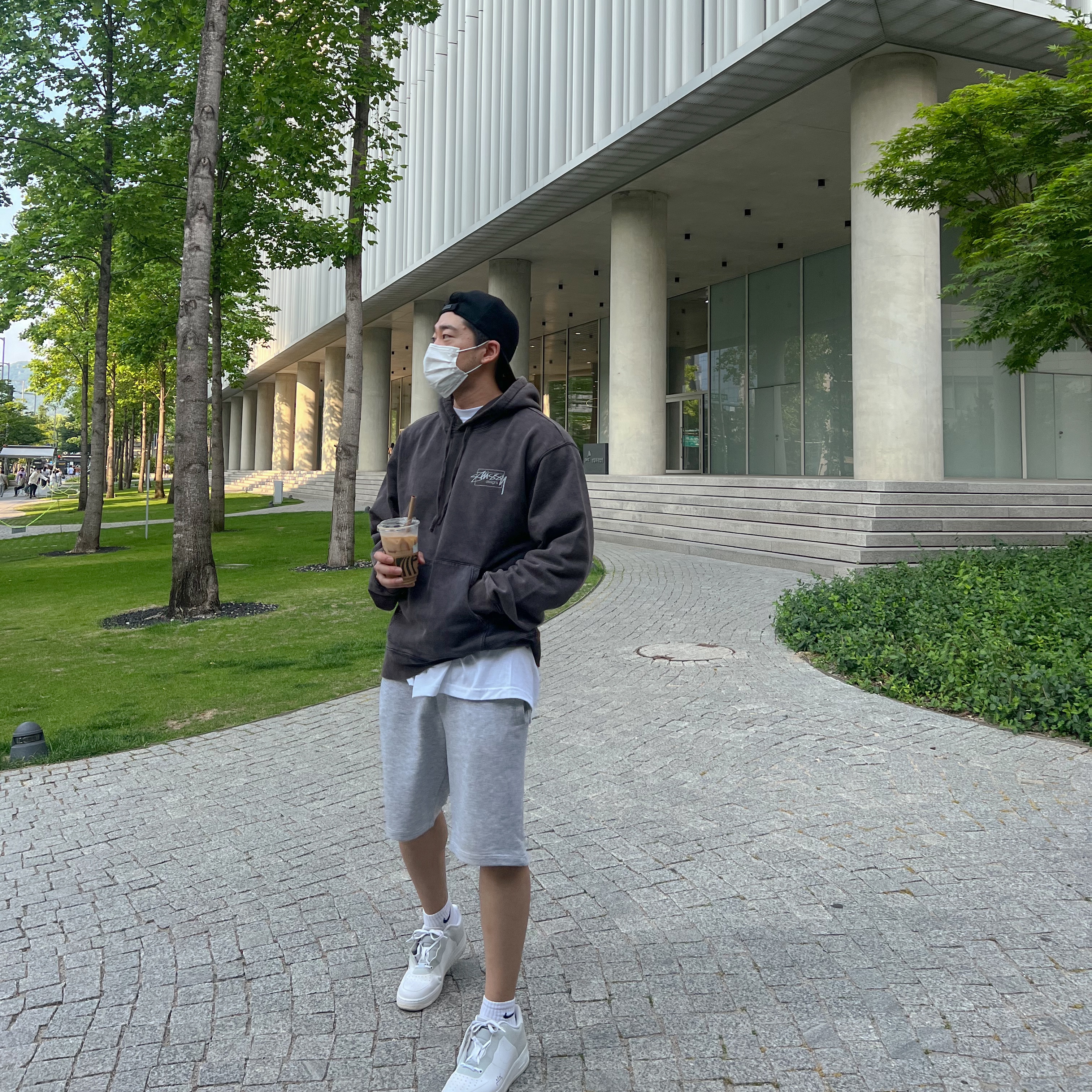 Nike x A-Cold-Wall Air Force 1 Low White, Stussy Dyed Stussy Designs Hoodie Black 착용 스타일 - 2