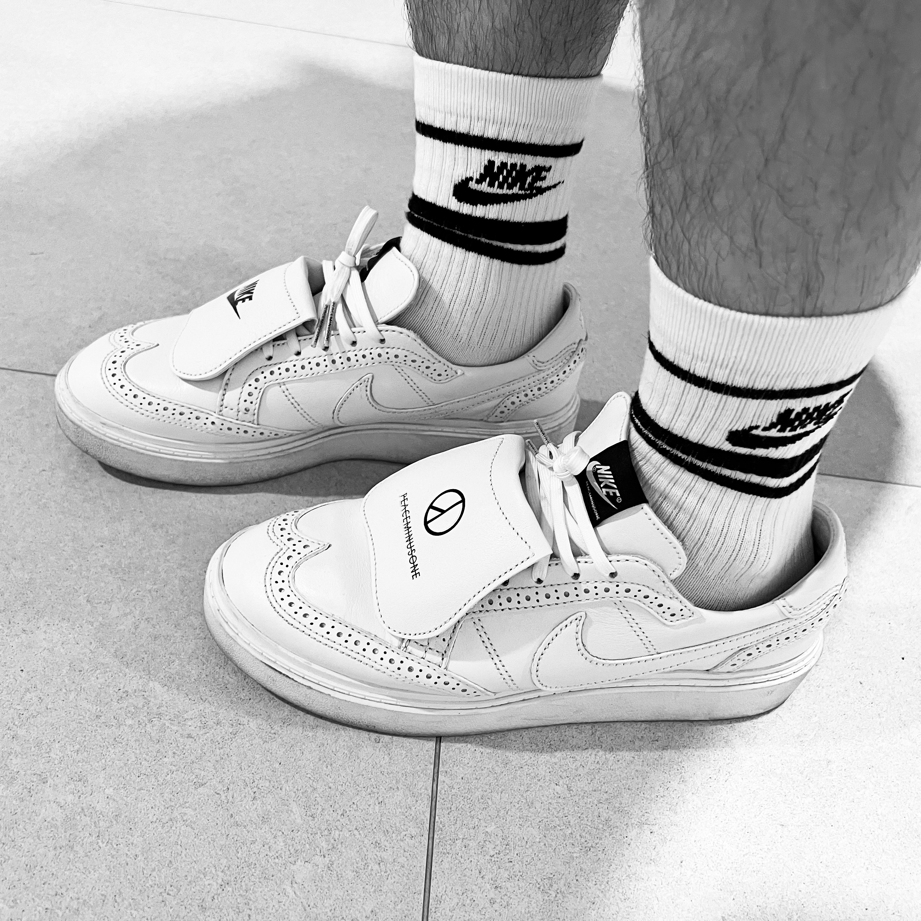 Nike x Peaceminusone Kwondo1 White 착용 스타일 - 1