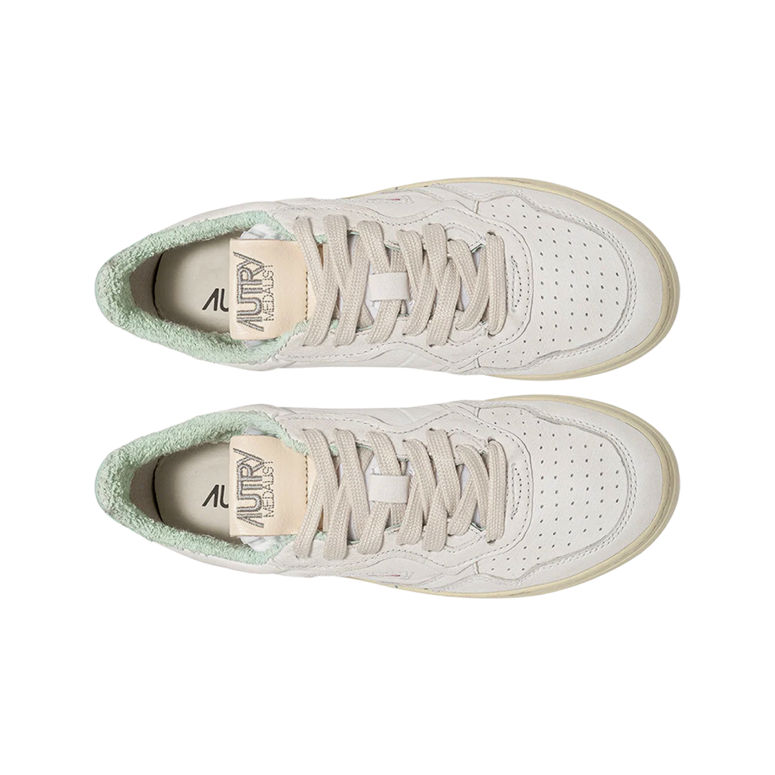 (W) 오트리 메달리스트 로우 레더 스니커즈 화이트 라이트 블루((W) Autry Medalist Low Leather Sneakers White Light Blue) - 2