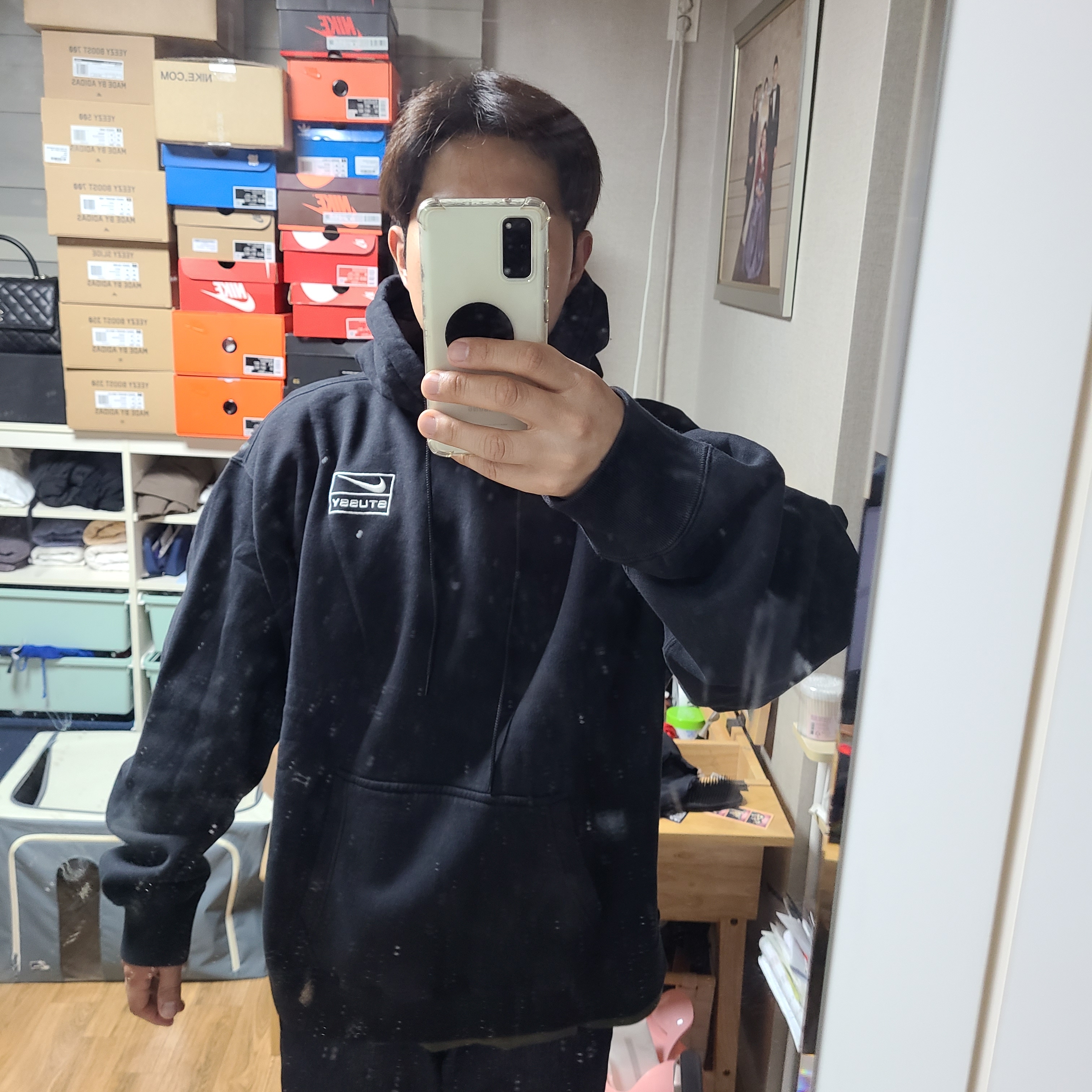Nike x Stussy NRG RA Washed Pullover Hoodie Black (DN4028-010) 착용 스타일 - 2