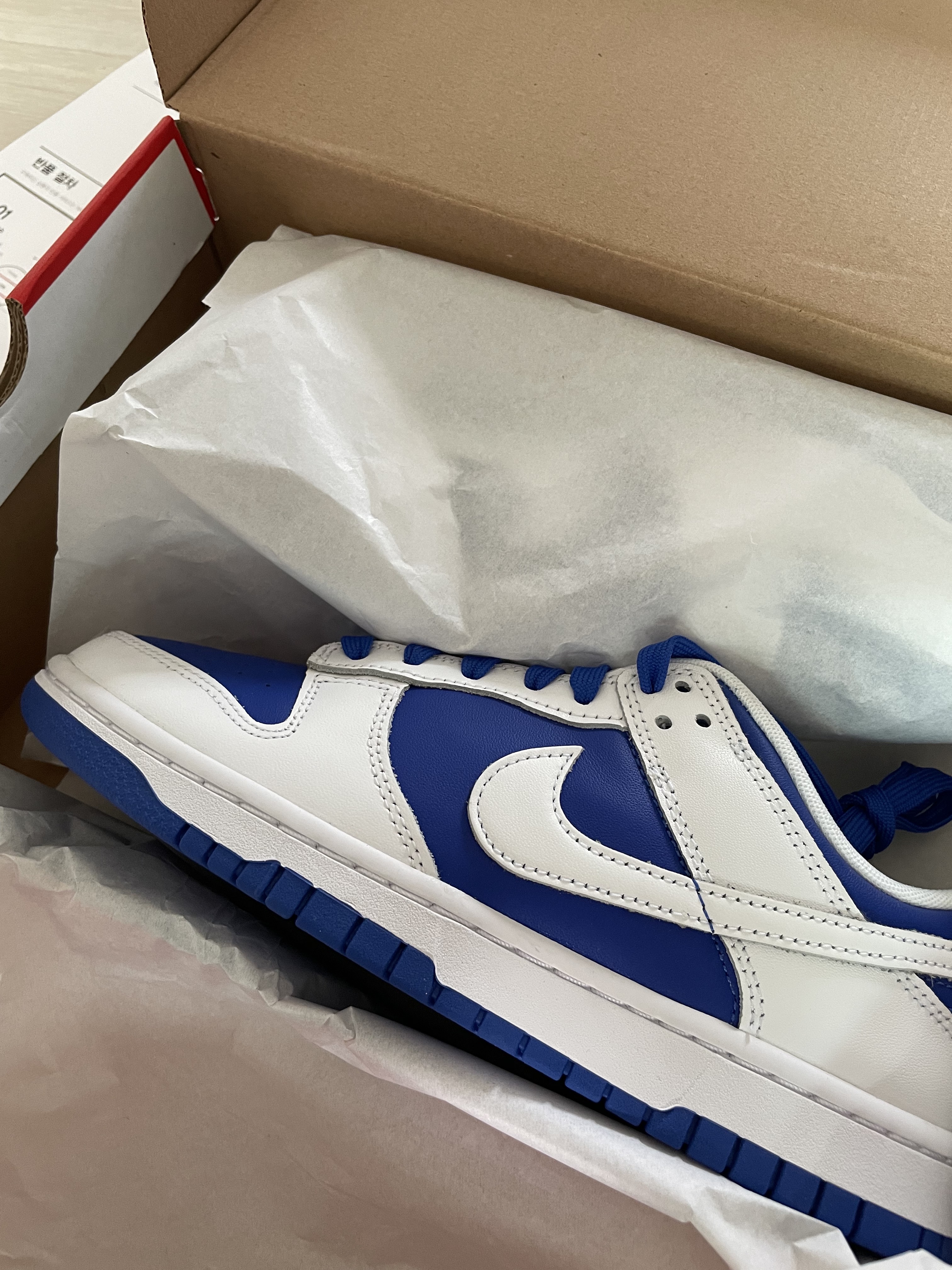 Nike Dunk Low Retro Racer Blue and White 착용 스타일 - 1