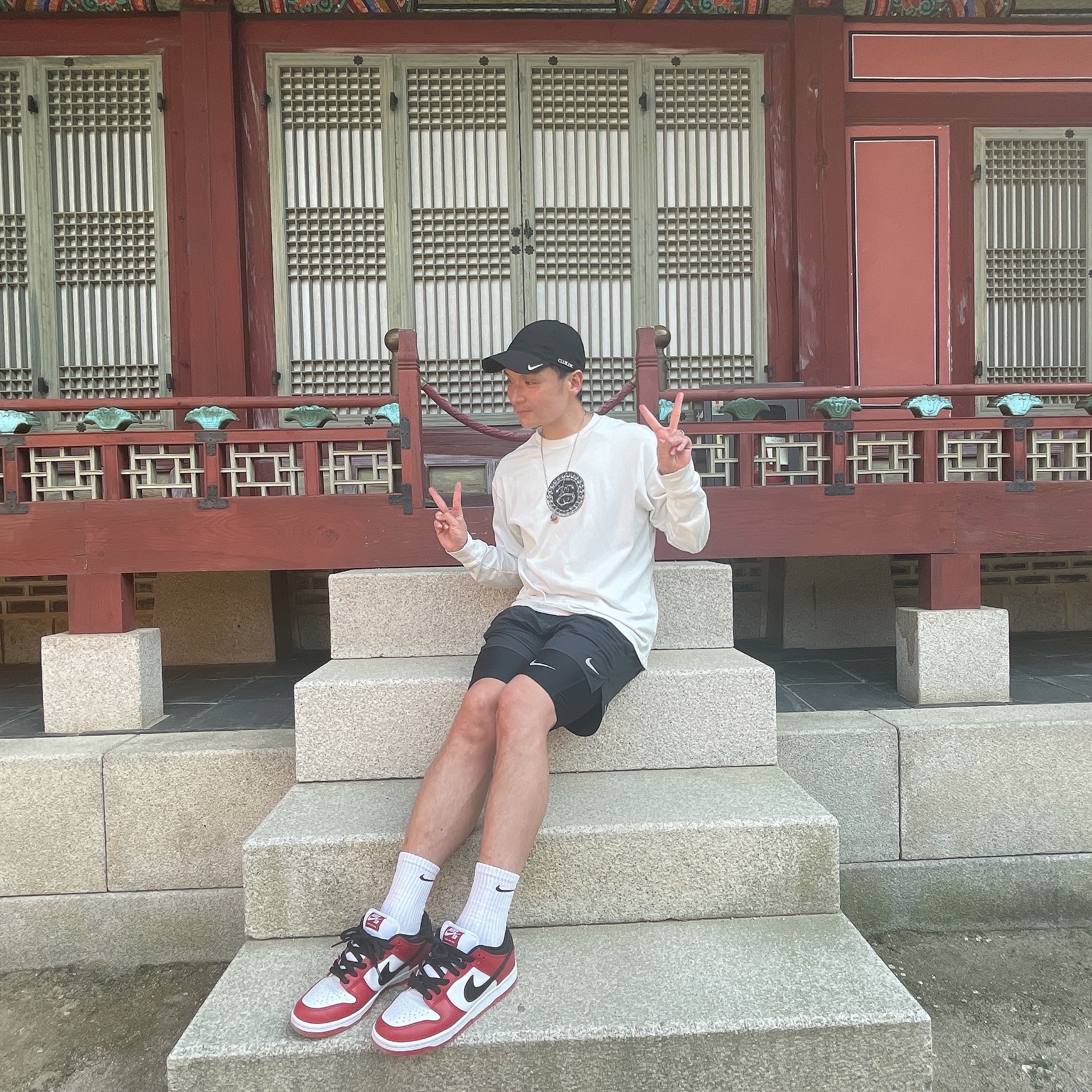 Nike SB Dunk Low Pro Chicago, Nike x Stussy Big Swoosh LS T-Shirt White - Asia 착용 스타일 - 4