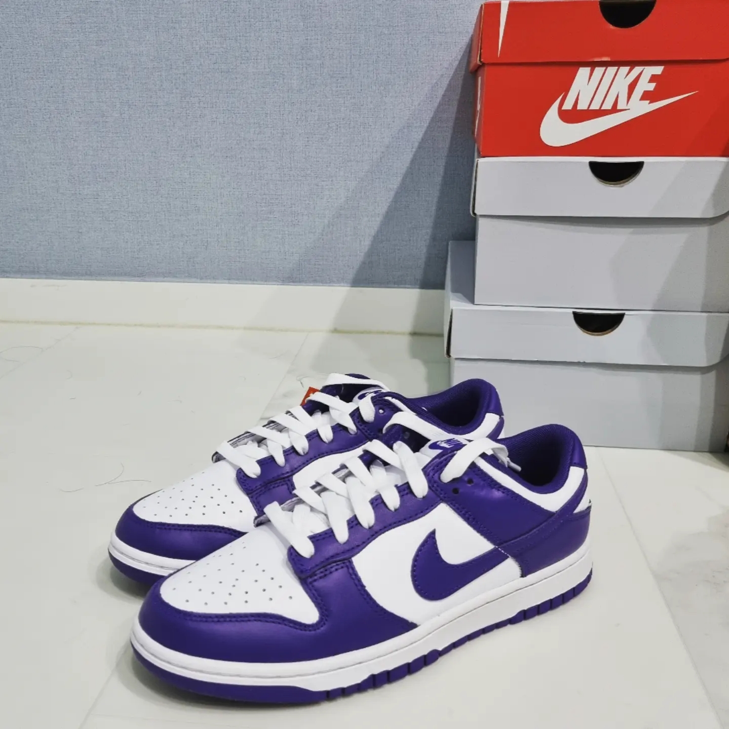 Nike Dunk Low Retro Championship Court Purple 착용 스타일 - 2