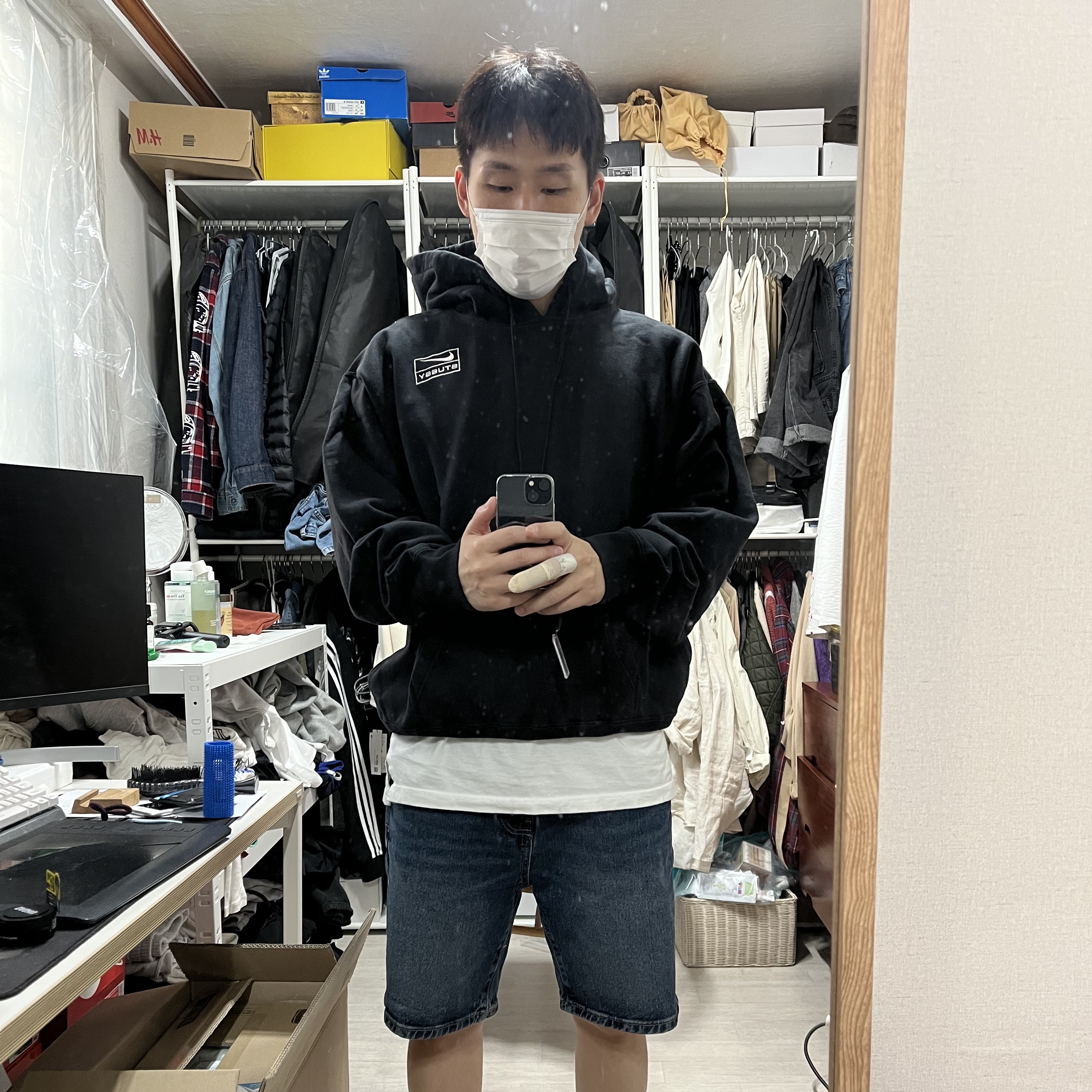 Nike x Stussy NRG RA Washed Pullover Hoodie Black (DN4028-010) 착용 스타일 - 2