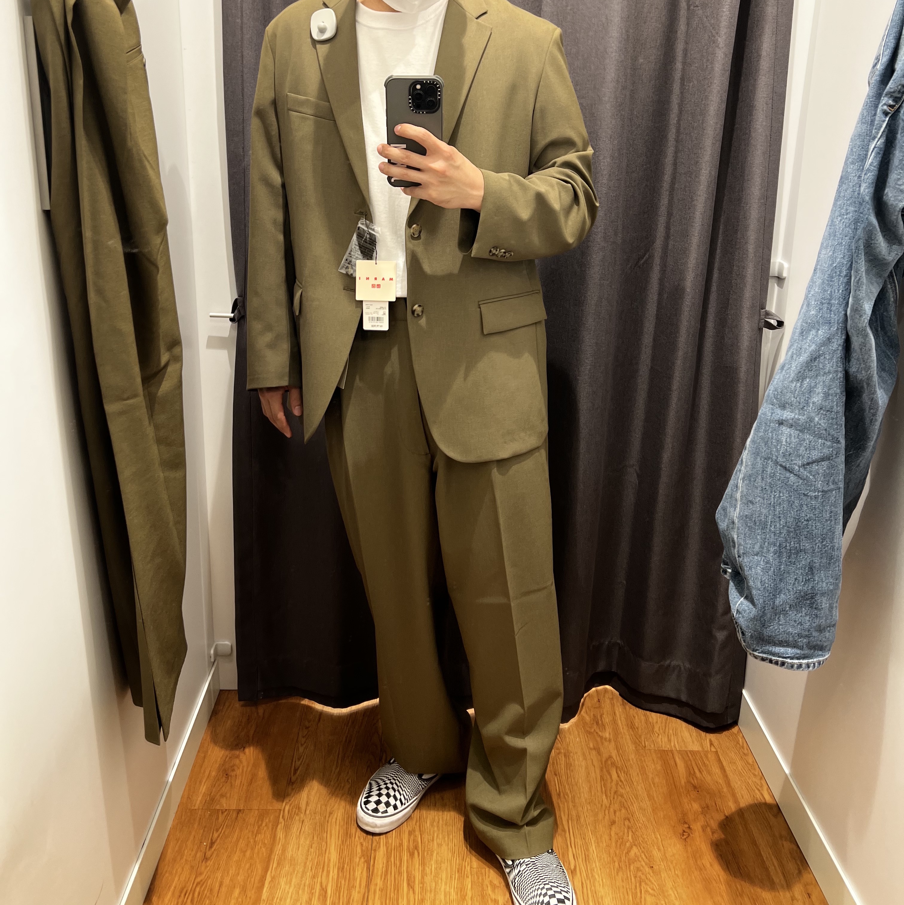 Uniqlo x Marni Tailored Jacket Olive 착용 스타일