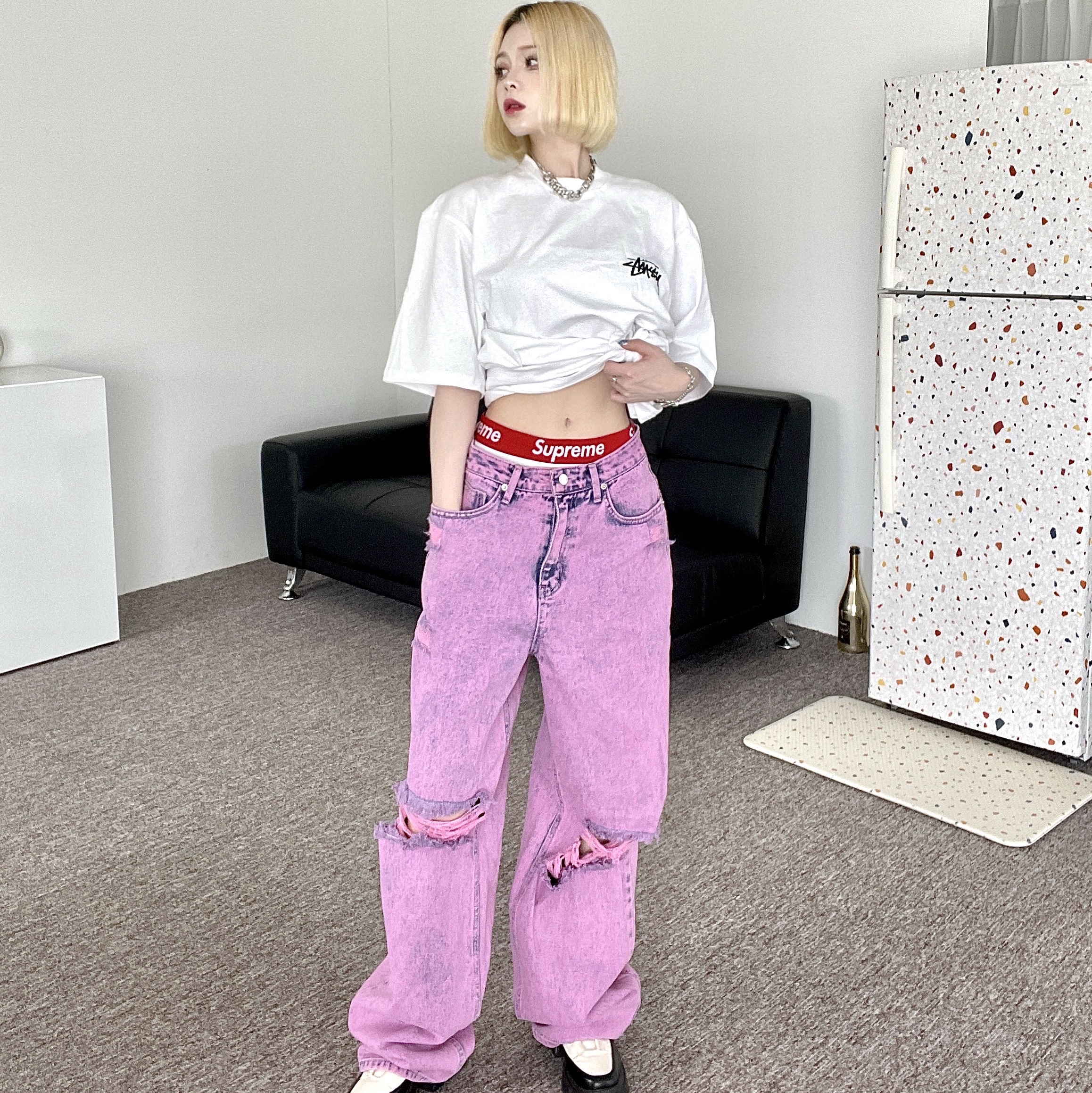Stussy Fuzzy Dice T-Shirt White, Supreme Hanes Boxer Briefs White (4 Pack) 착용 스타일 - 3