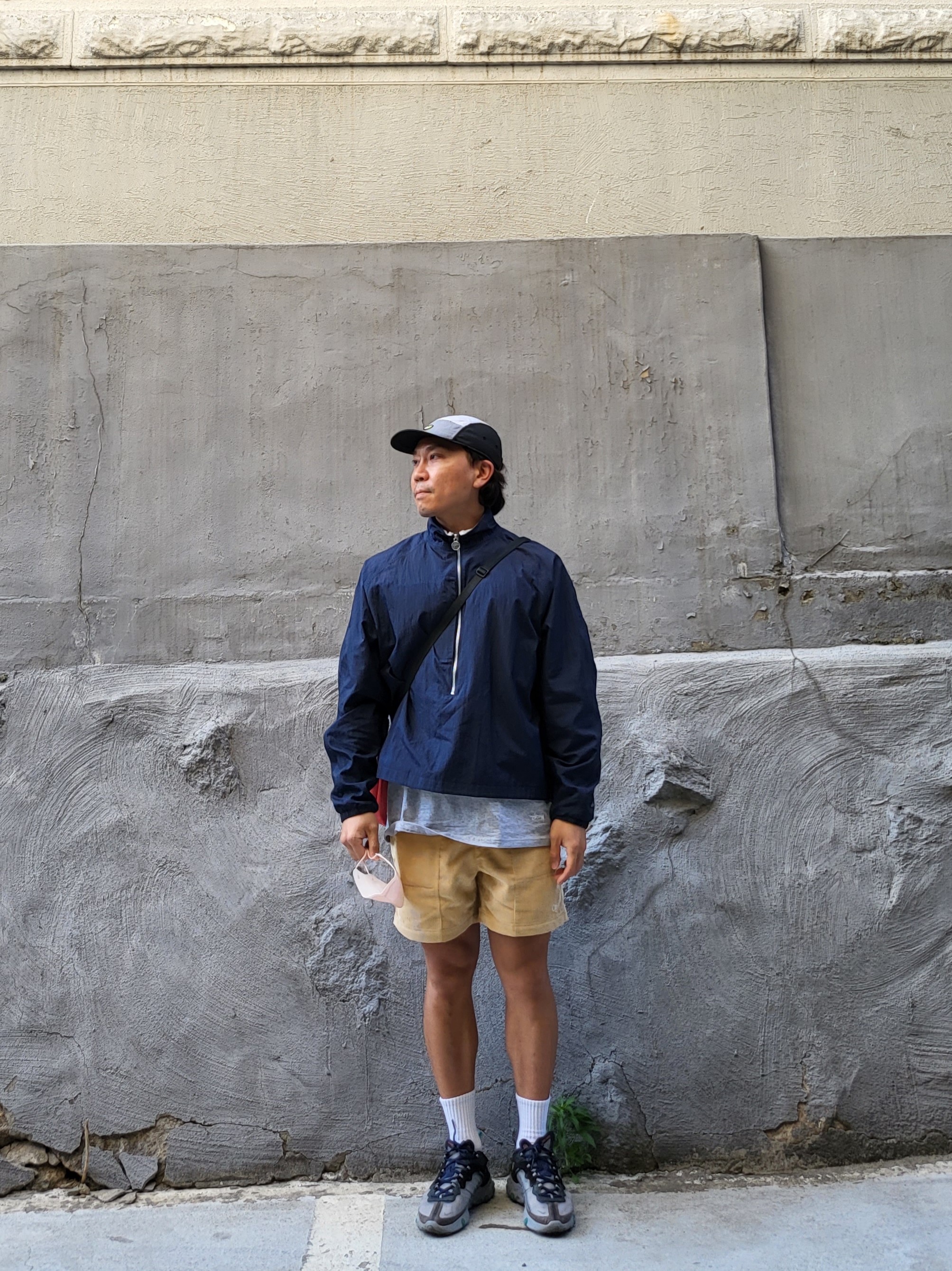 Nike x Kim Jones Reversible Wind Breaker Navy - US/EU, Nike React Element 87 Black Neptune Green 착용 스타일 - 1