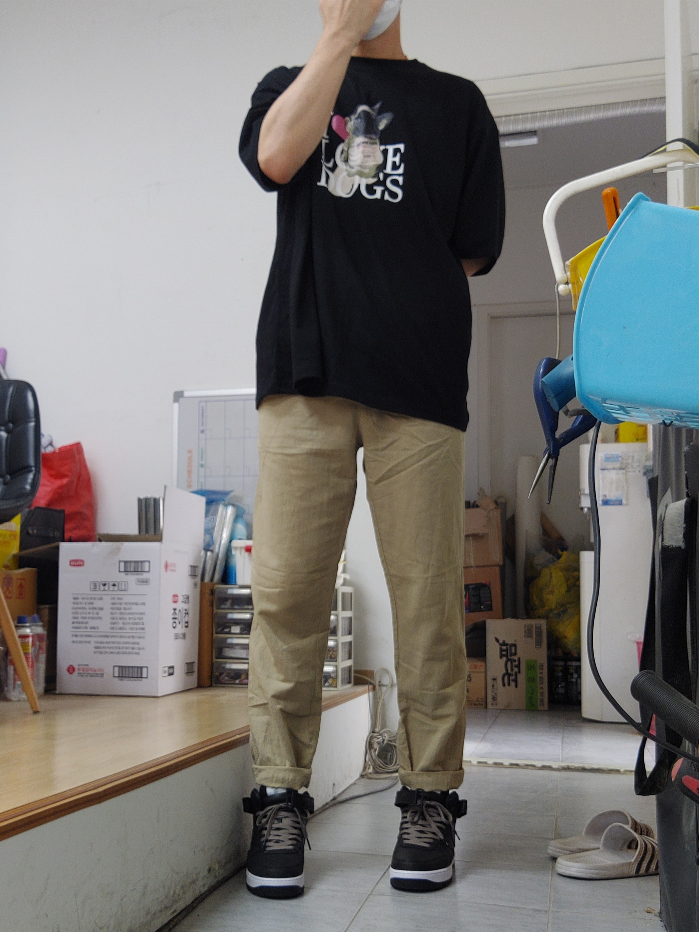 Nike x Stussy Air Force 1 '07 Mid SP Black 착용 스타일