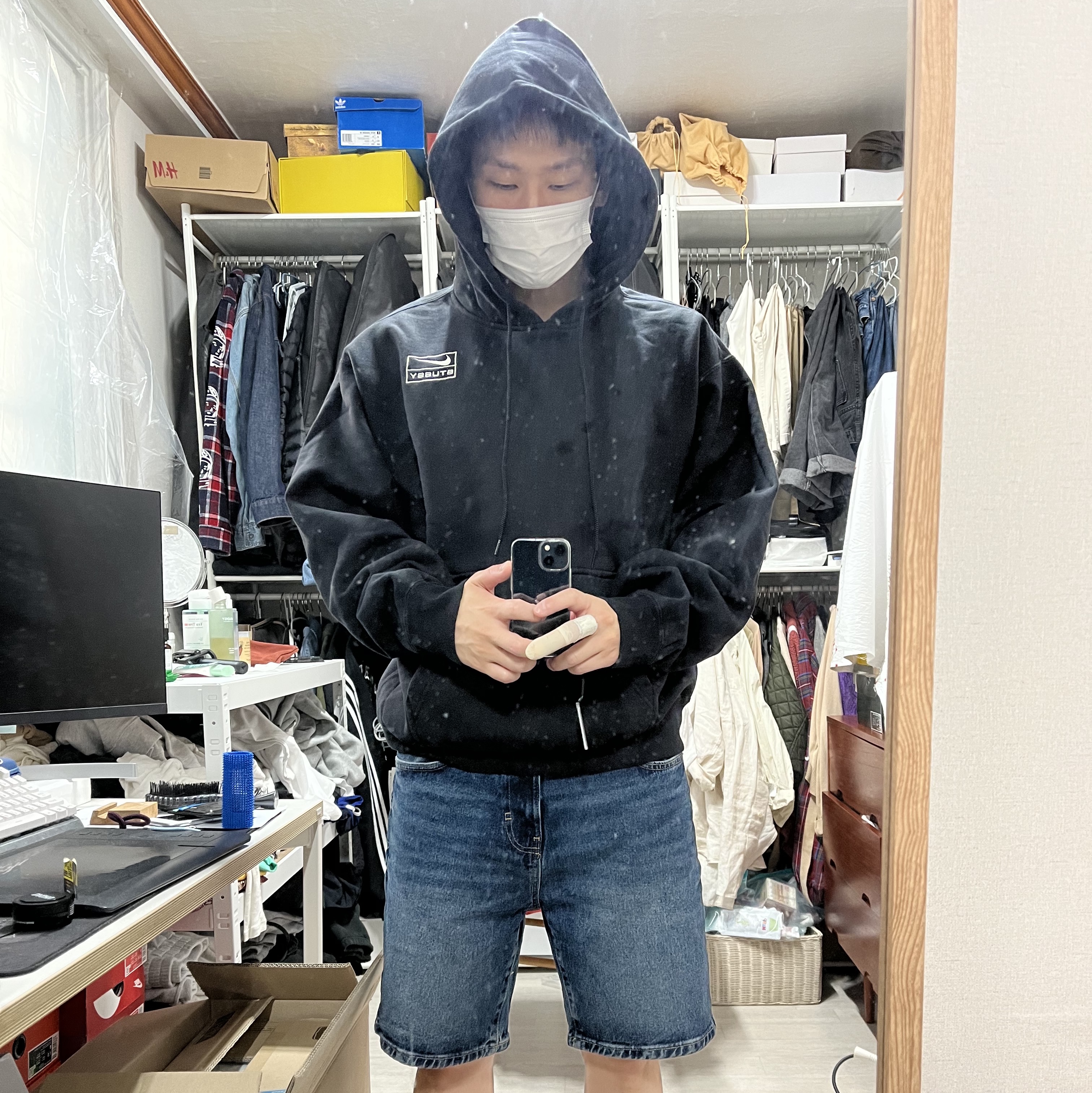 Nike x Stussy NRG RA Washed Pullover Hoodie Black (DN4028-010) 착용 스타일 - 1