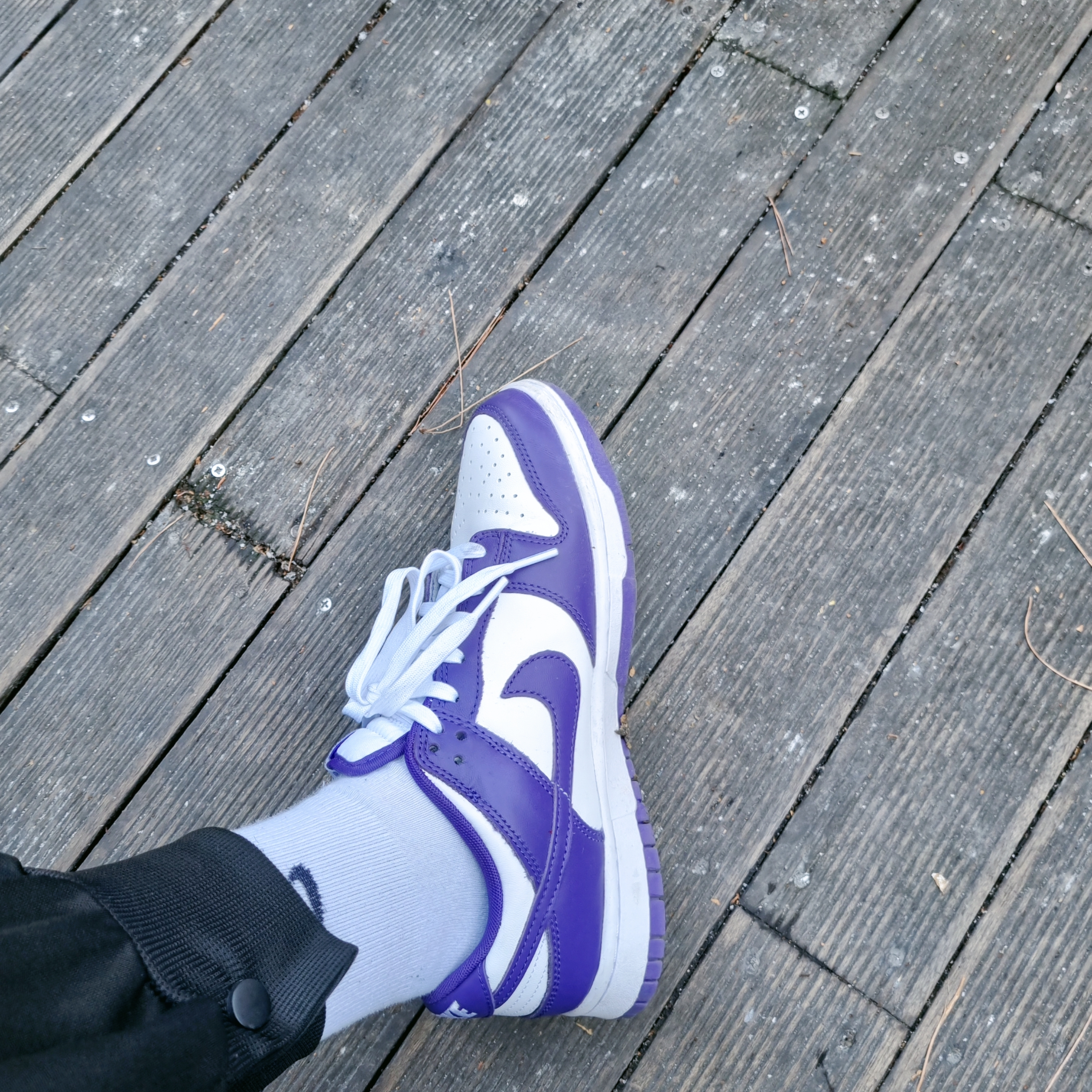 Nike Dunk Low Retro Championship Court Purple 착용 스타일 - 2