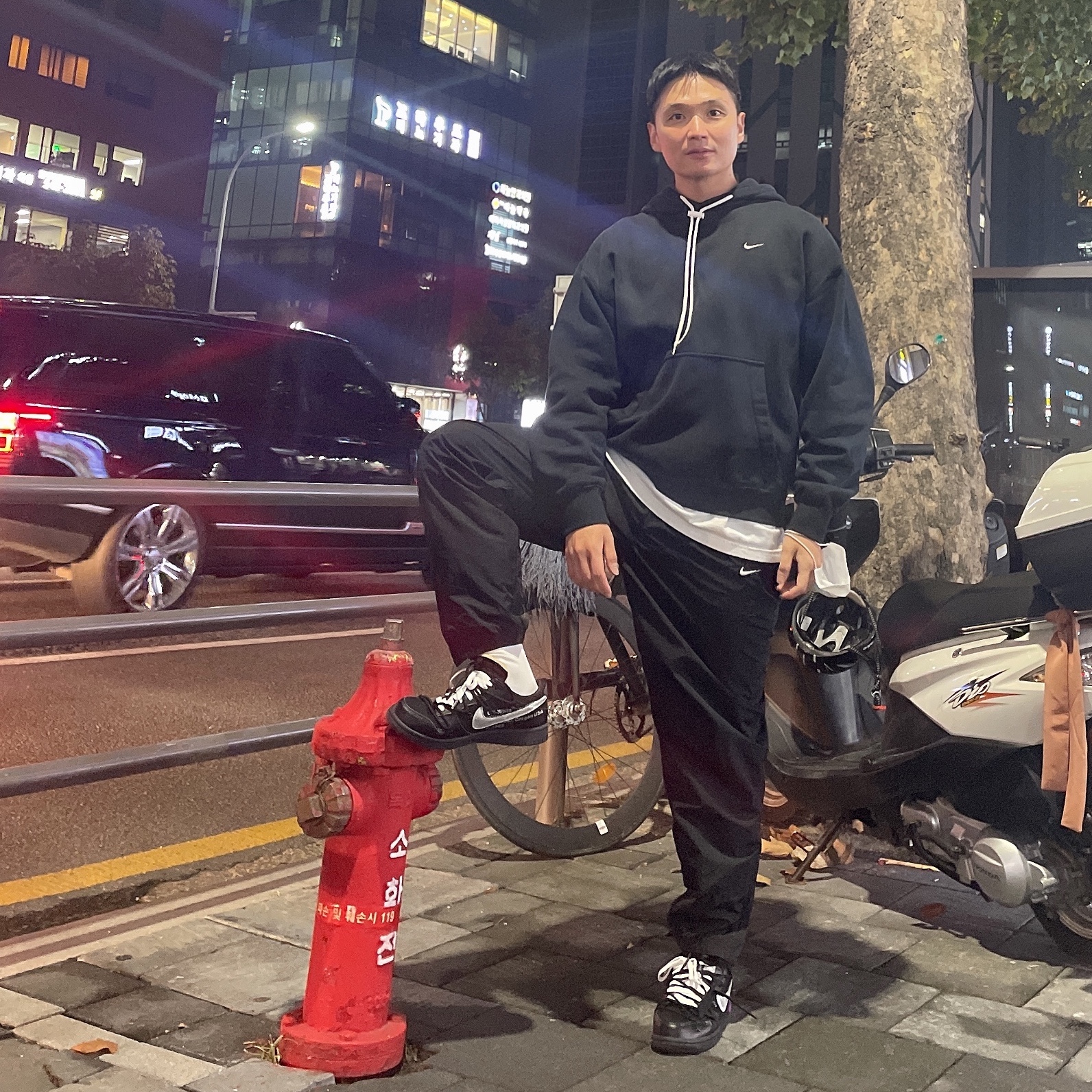 Nike x Off-White Dunk Low The 50 - Lot 50, Nike M NRG Track Pants Black 착용 스타일