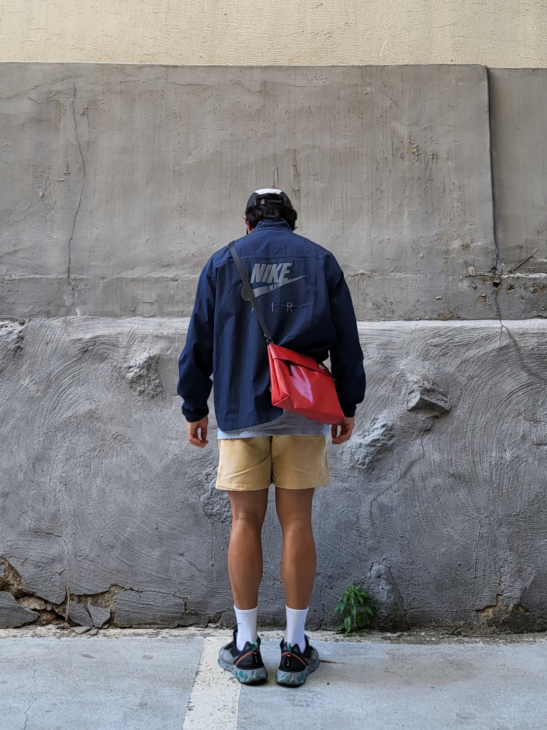 Nike x Kim Jones Reversible Wind Breaker Navy - US/EU, Nike React Element 87 Black Neptune Green 착용 스타일 - 2