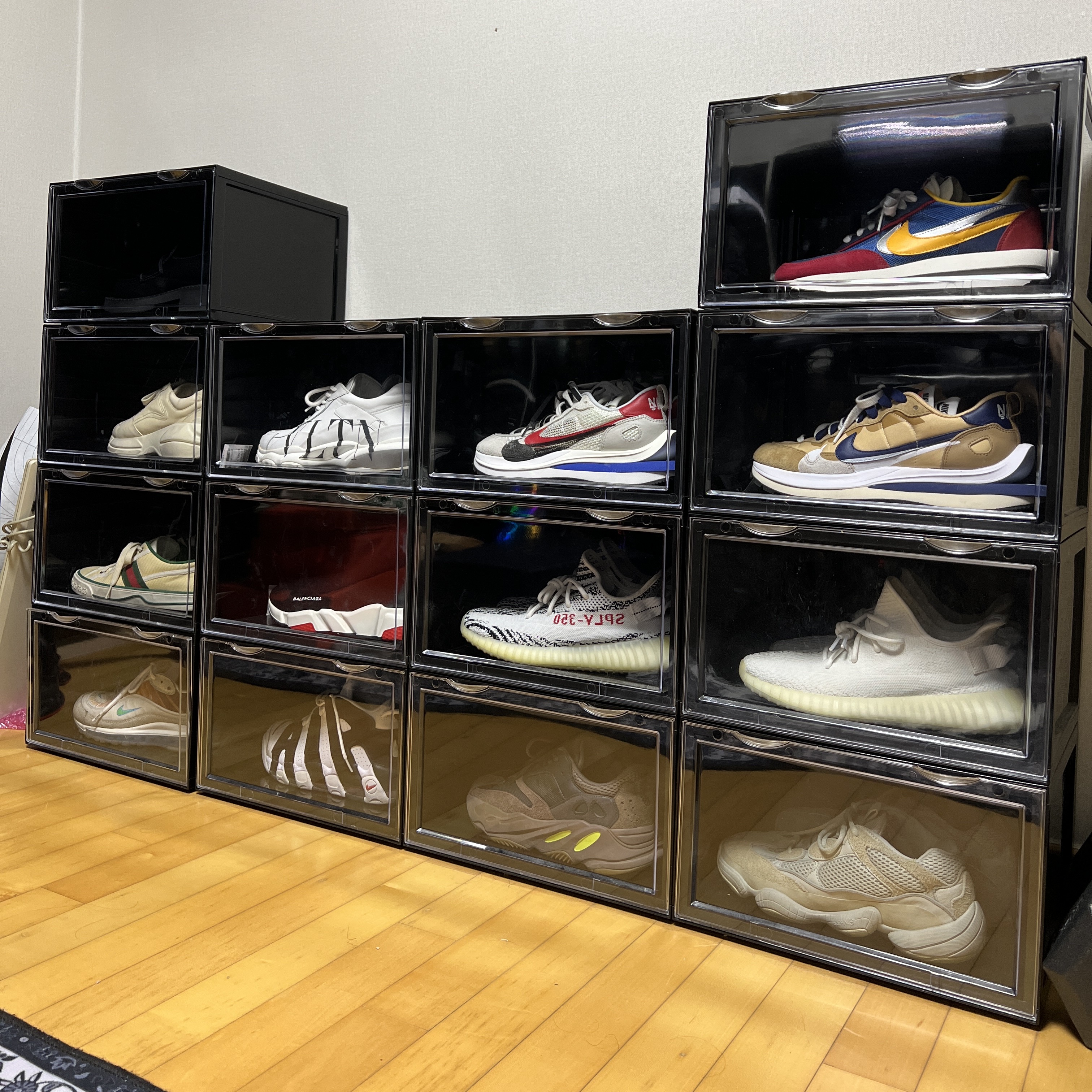 Nike x Sacai LDWaffle Blue Multi, Nike x Sacai VaporWaffle Sesame and Blue Void 착용 스타일