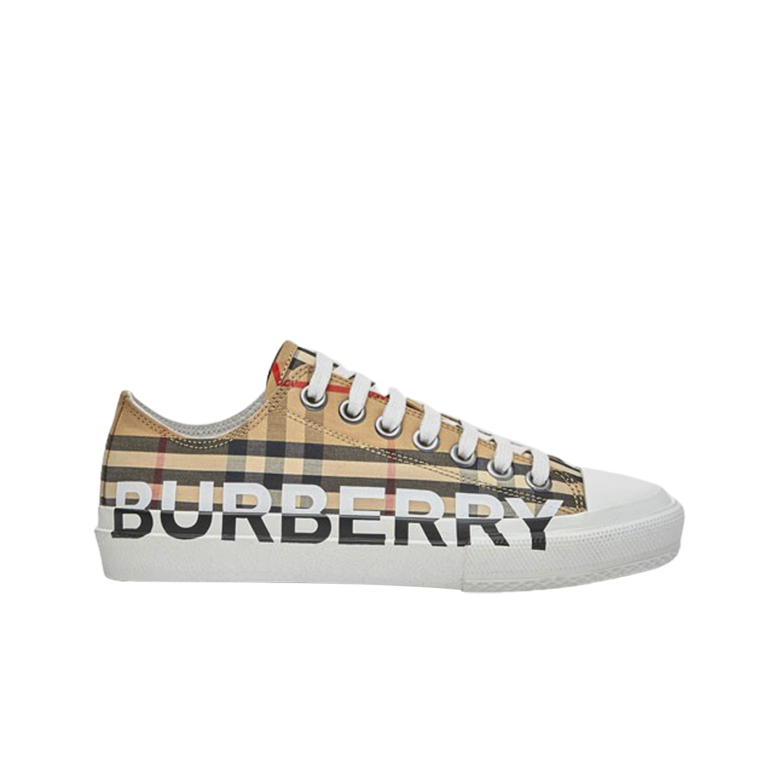 80243011 (W) Burberry Logo Print Vintage Check Cotton Sneakers Archive Beige