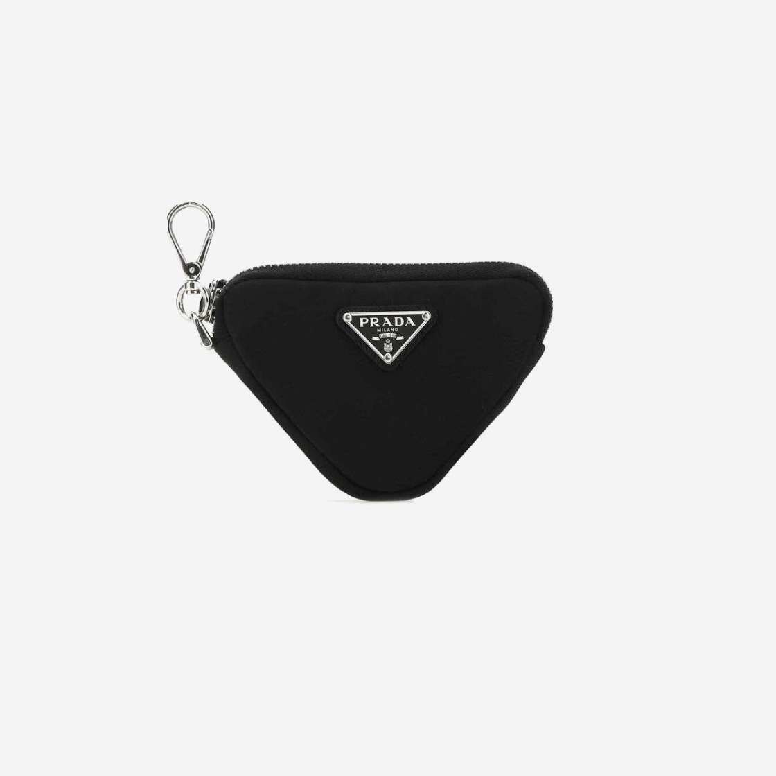 Prada Triangle Logo Pouch Keyring Black 상세 이미지 1