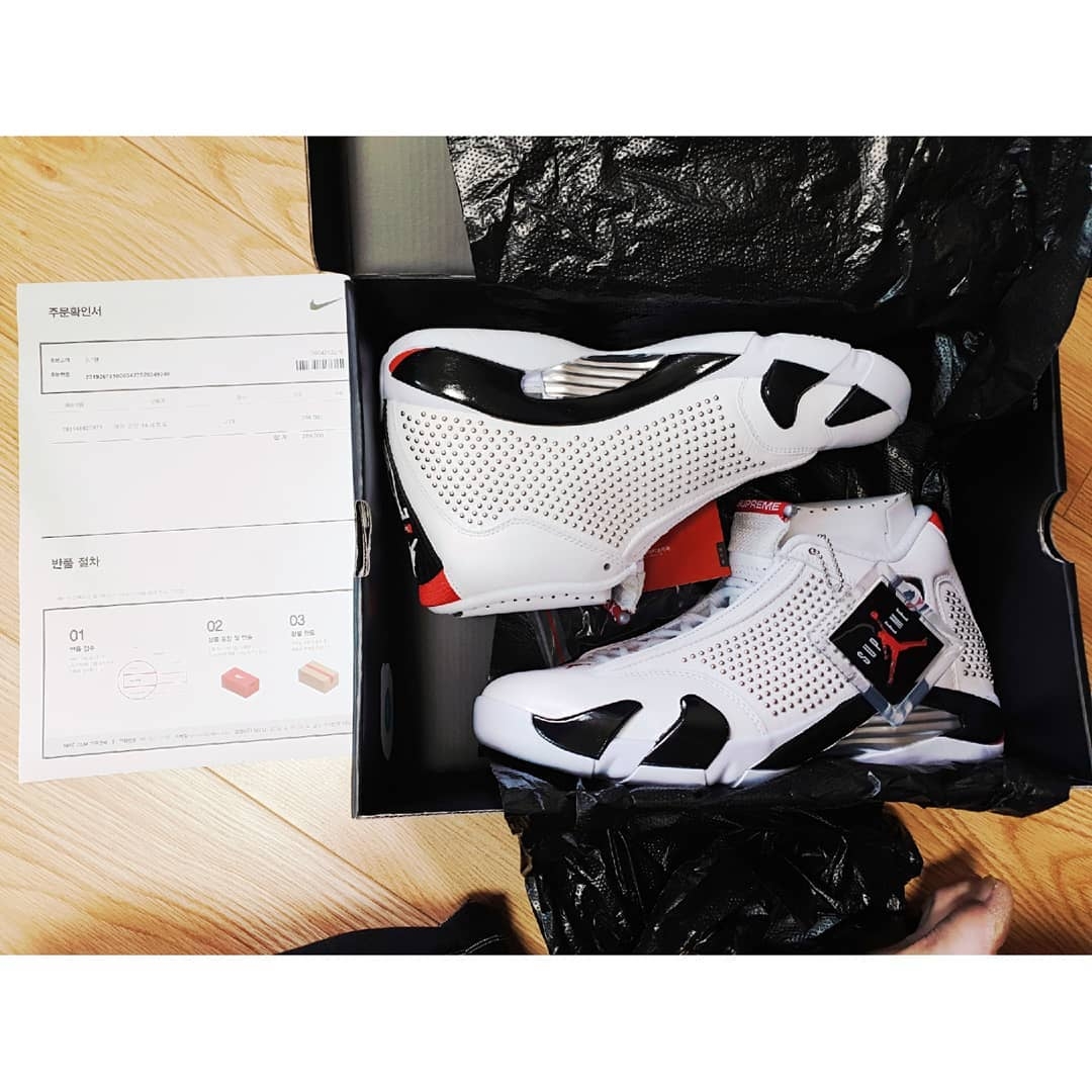 Jordan 14 x Supreme Retro White 착용 스타일 - 2