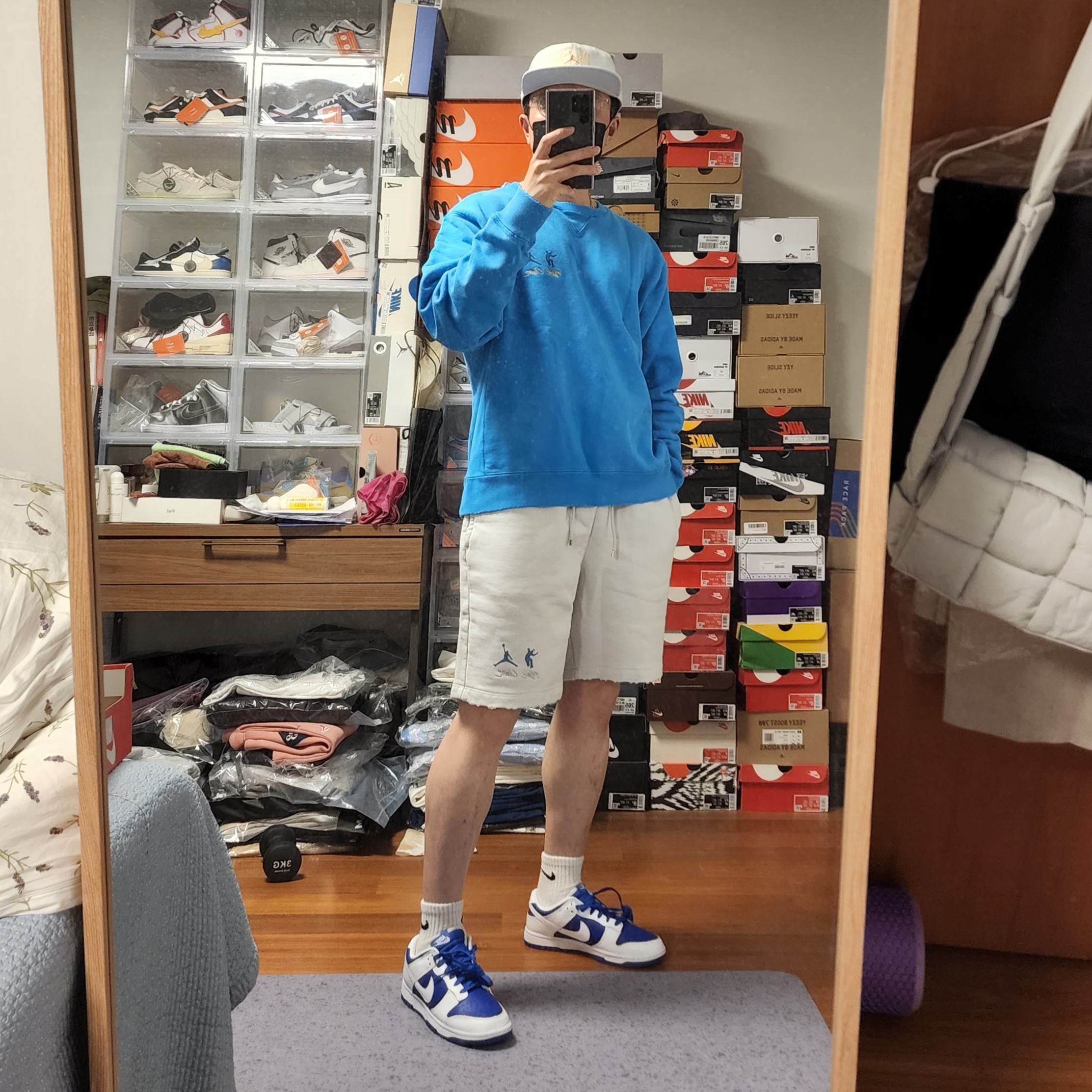 Jordan x Union Fleece Shorts Photon Dust - US/EU, Jordan x Union Cap Photon Dust 착용 스타일 - 1