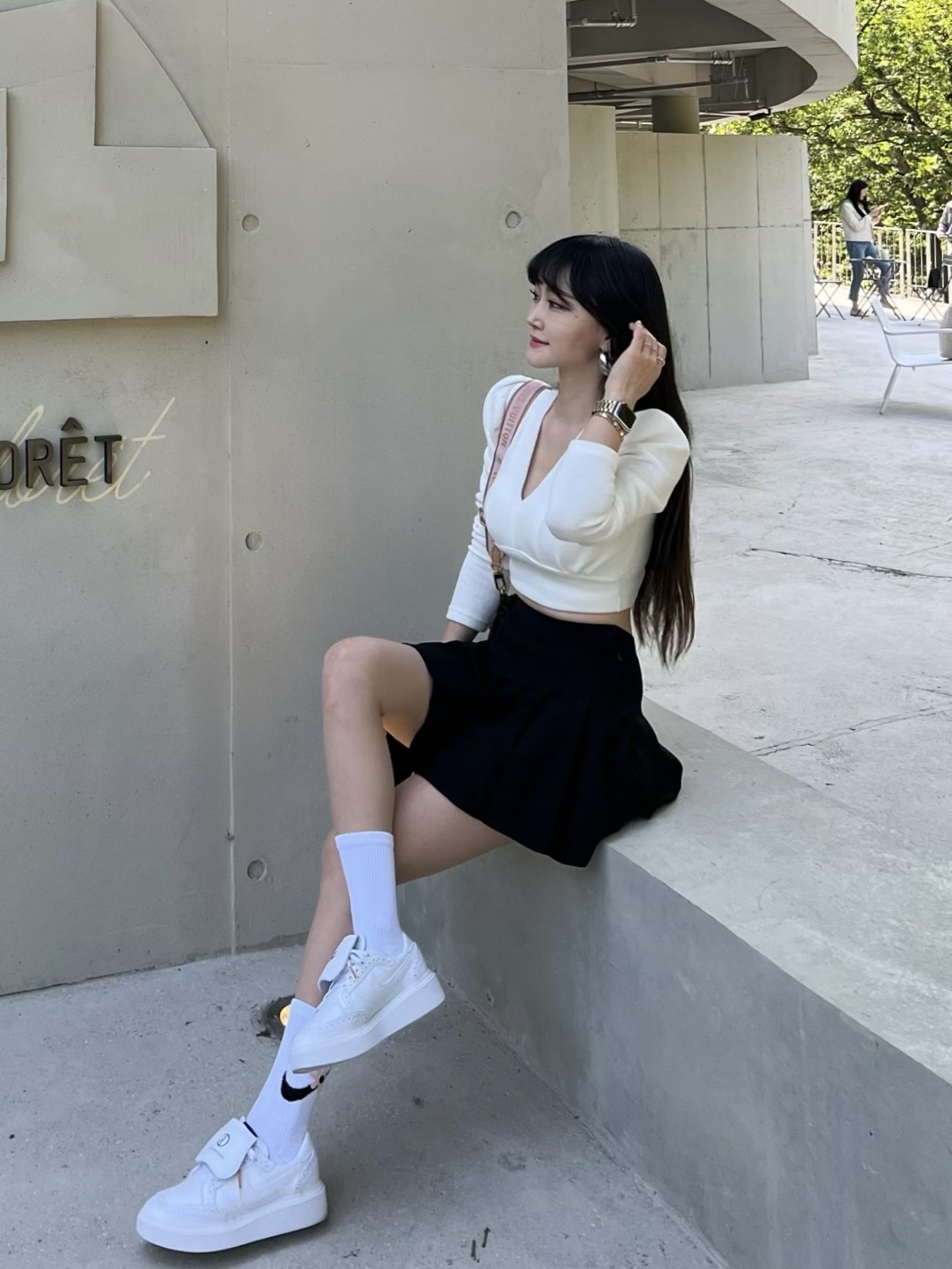 Nike x Peaceminusone Kwondo1 White, (Kids) Nike Everyday Plus Socks Pink White (6 Pack/Korean Ver.) 착용 스타일 - 1