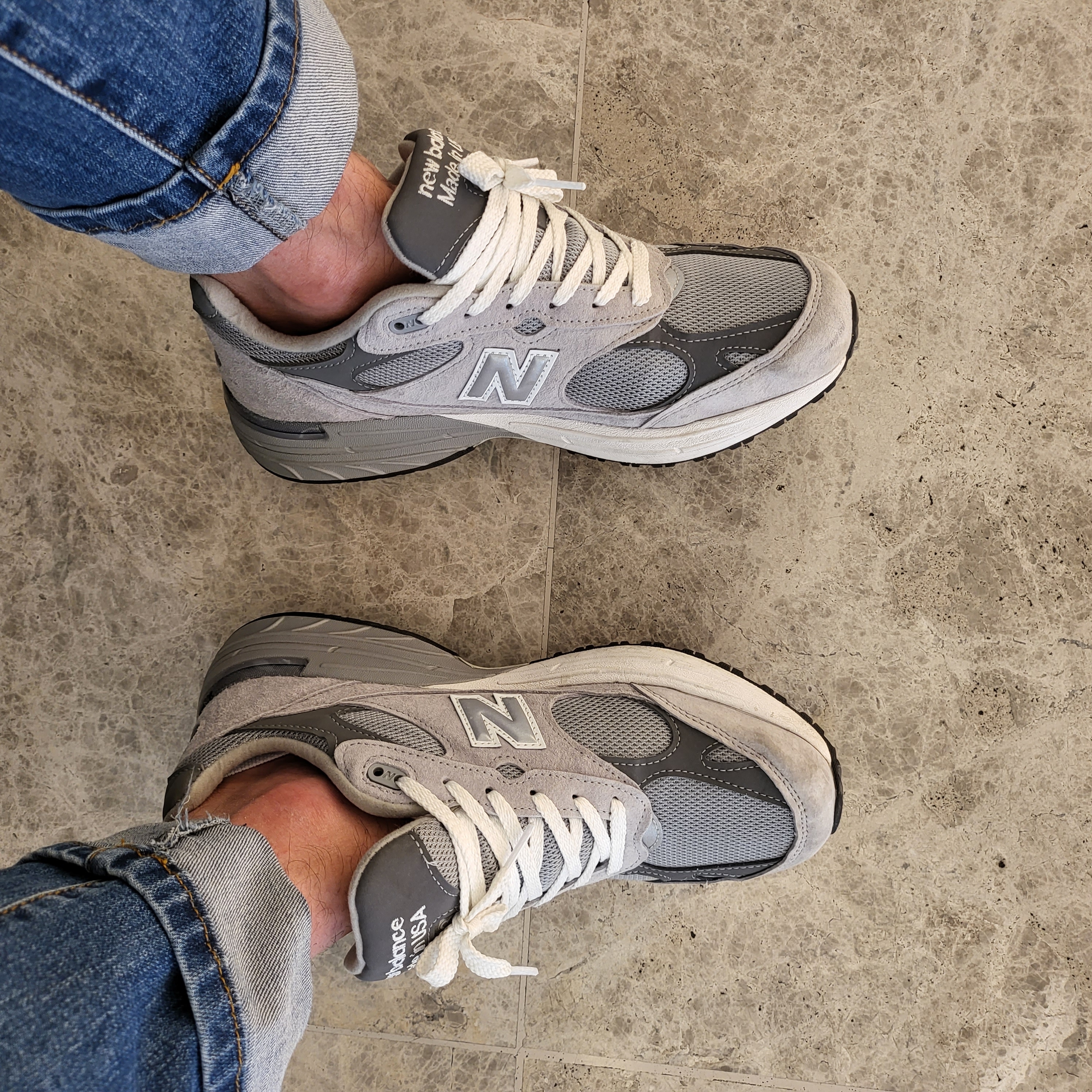 New Balance 993 Made in USA Grey - D Standard, New Balance 992 Made in USA Grey - D Standard 착용 스타일