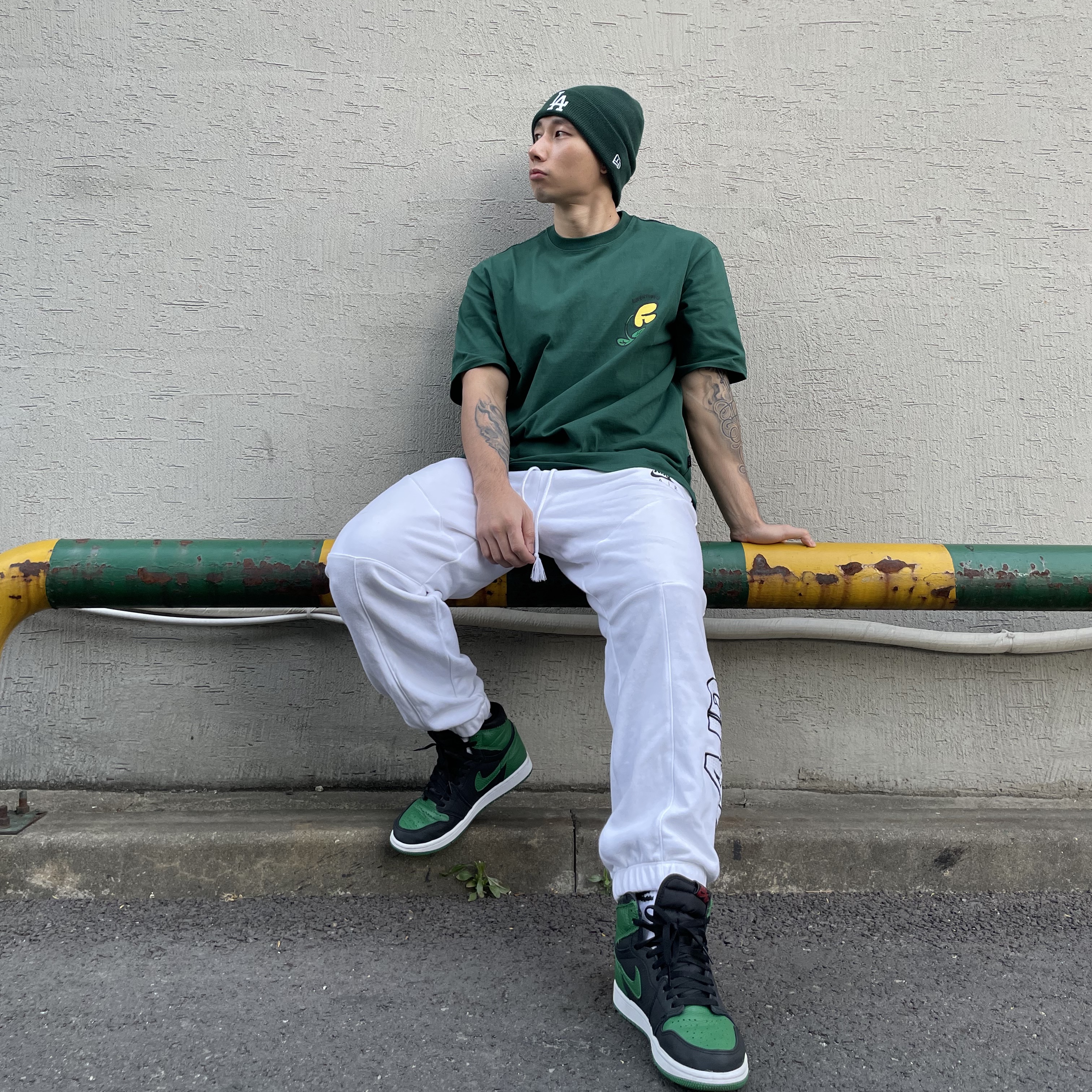 Jordan 1 Retro High OG Pine Green Black 착용 스타일