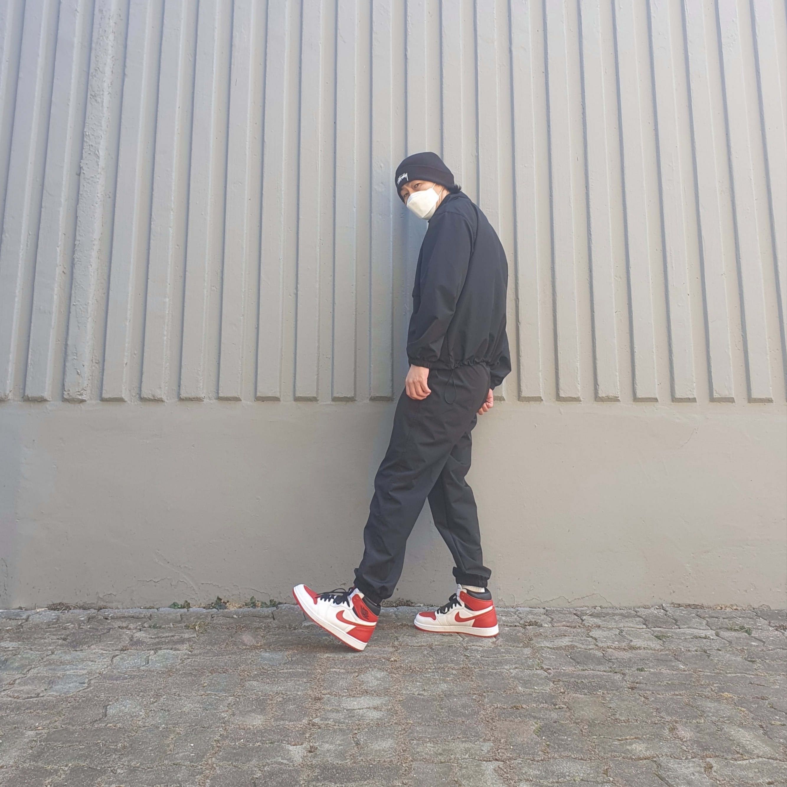 Nike x Stussy Cuff Beanie, Jordan 1 Retro High OG Heritage 착용 스타일