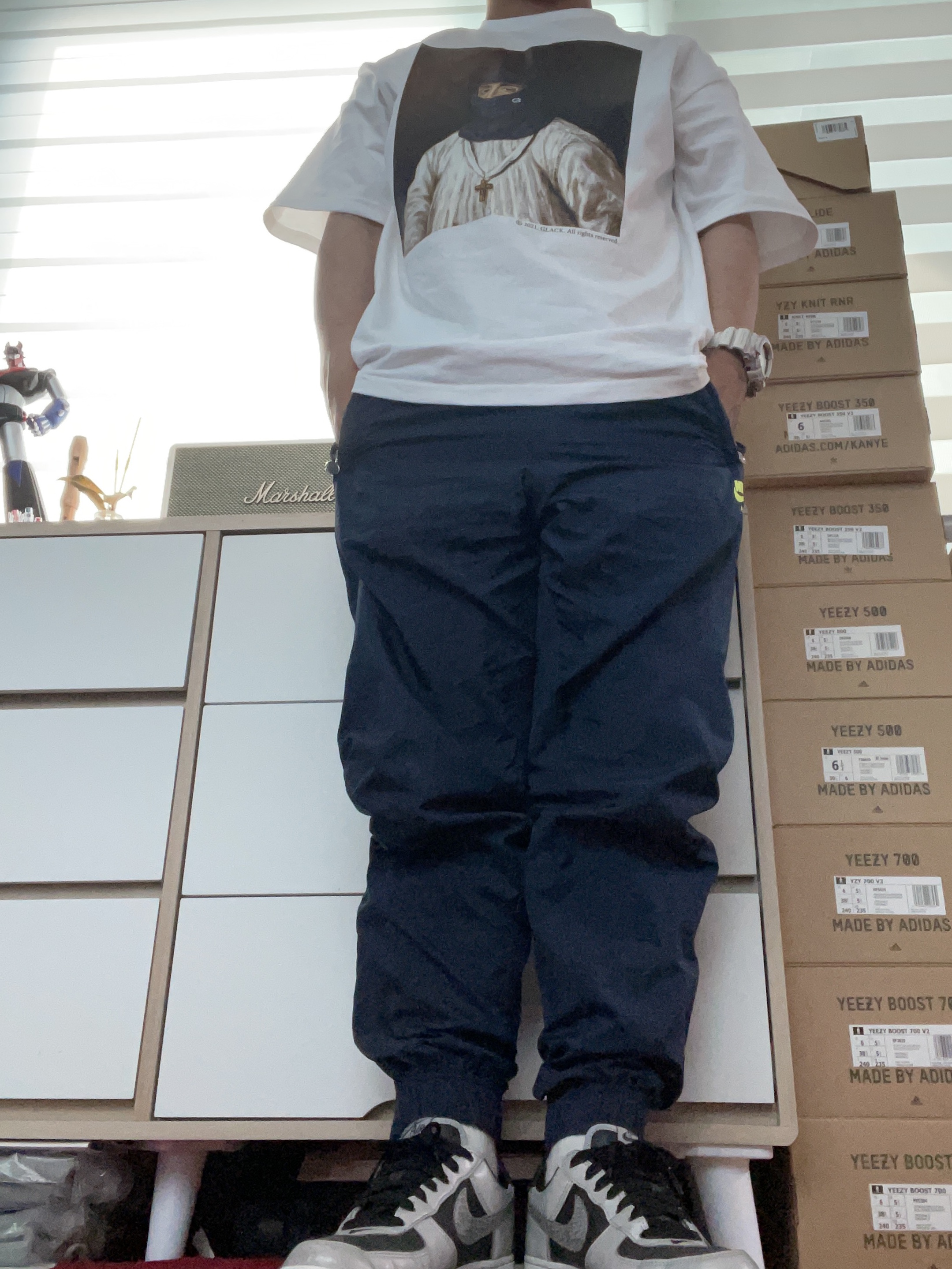 Nike Air Force 1 B Silver Snake, Nike x Kim Jones Track Pants Navy - Asia 착용 스타일