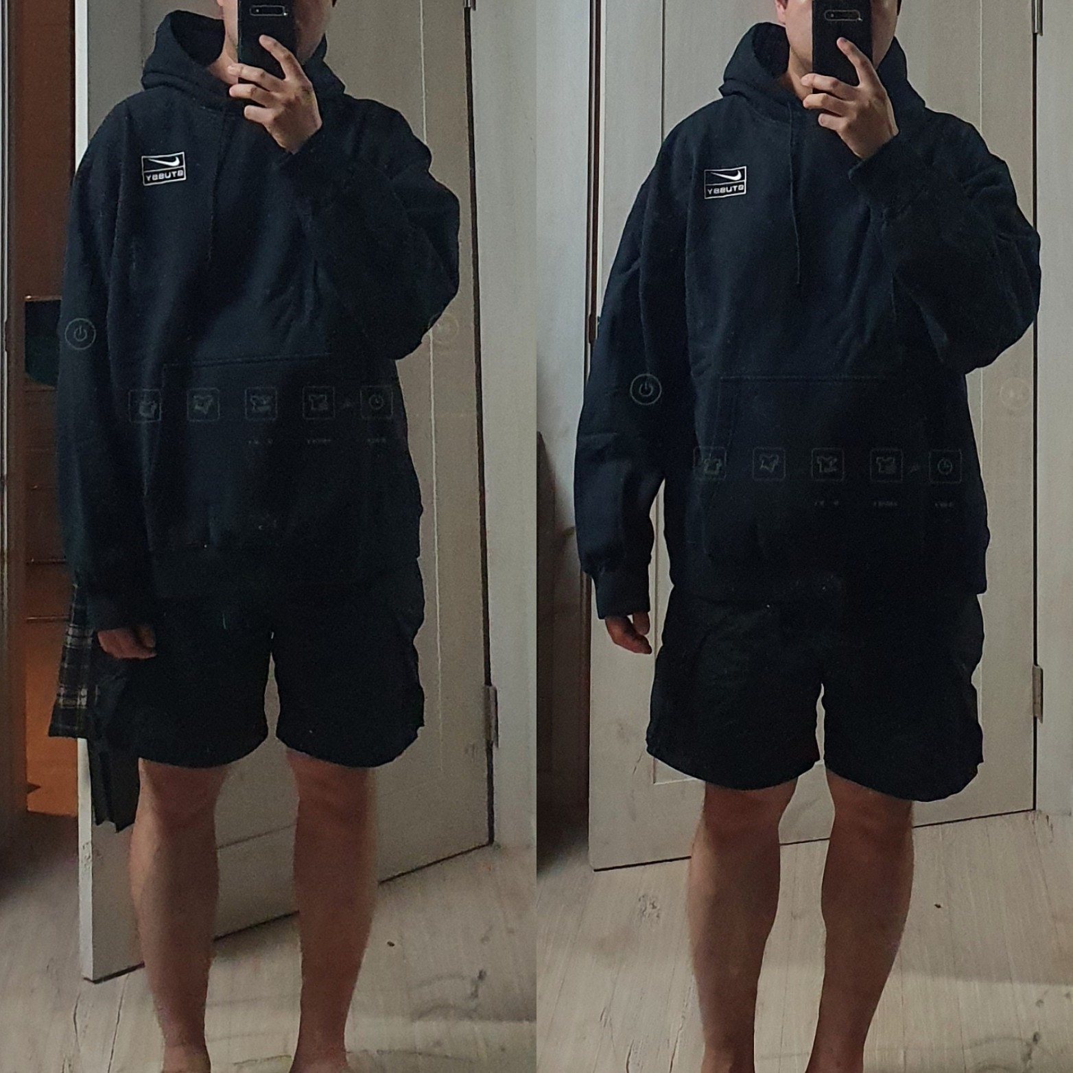 Nike x Stussy NRG RA Washed Pullover Hoodie Black (DN4028-010), Nike x Stussy NRG RA Pullover Hoodie Dark Grey Heather (DJ9488-063) 착용 스타일 - 1