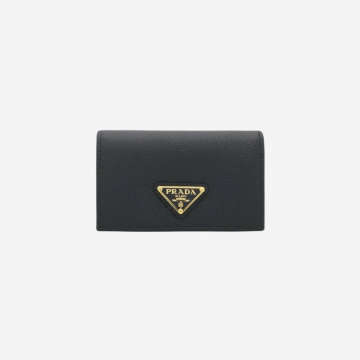 프라다 사피아노 레더 트라이앵글 로고 카드 홀더 블랙