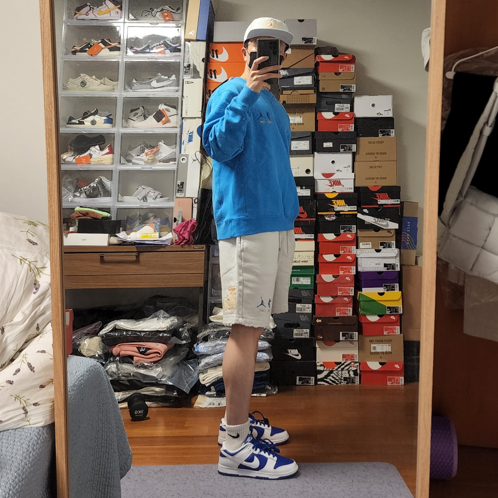 Jordan x Union Fleece Shorts Photon Dust - US/EU, Jordan x Union Cap Photon Dust 착용 스타일 - 3