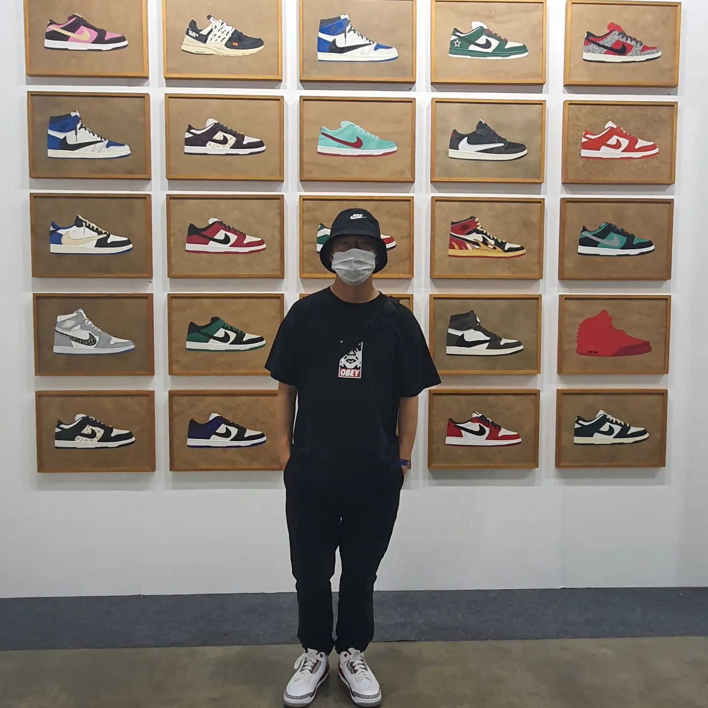 Jordan 3 Retro Cardinal Red, Nike Futura Washed Bucket Hat Black 착용 스타일