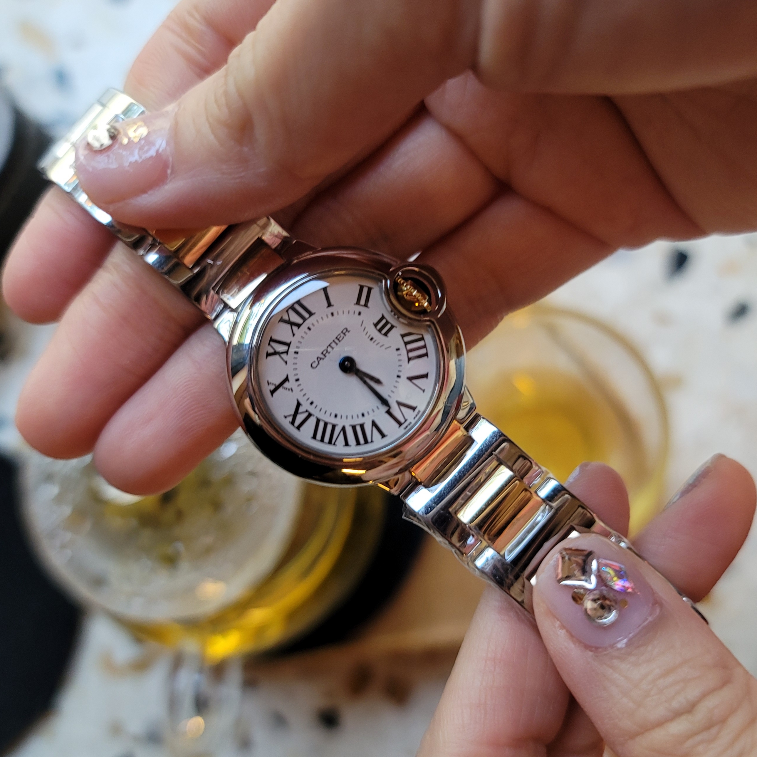 Cartier Ballon Bleu Watch 28 Quartz Steel Bracelet Steel 착용 스타일 - 1