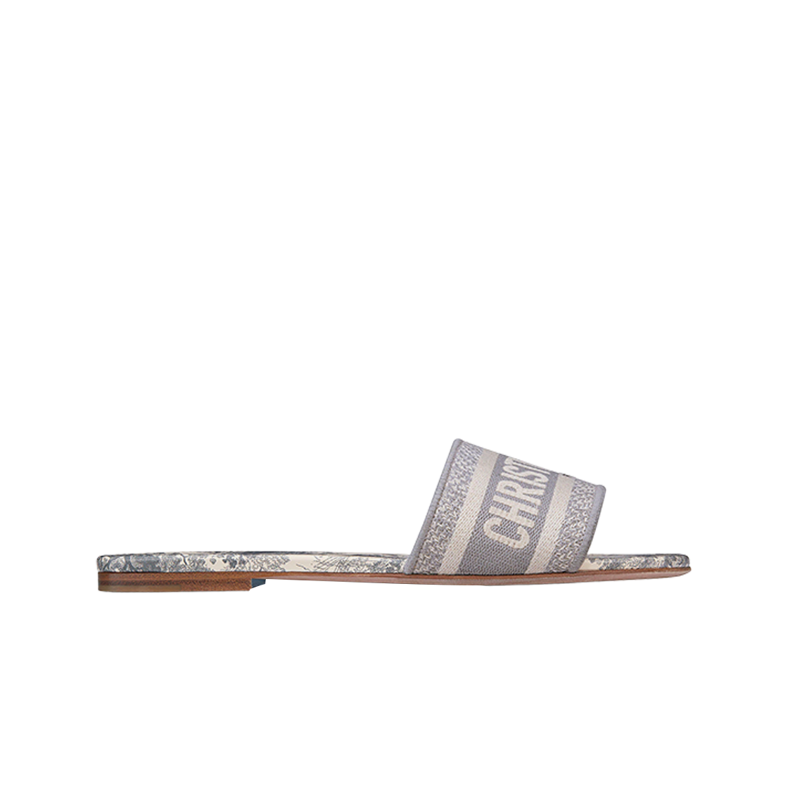 (W) 디올 트왈 드 주이 자수 코튼 디웨이 뮬 그레이((W) Dior Toile de Jouy Embroidered Cotton Dway Mule Grey)