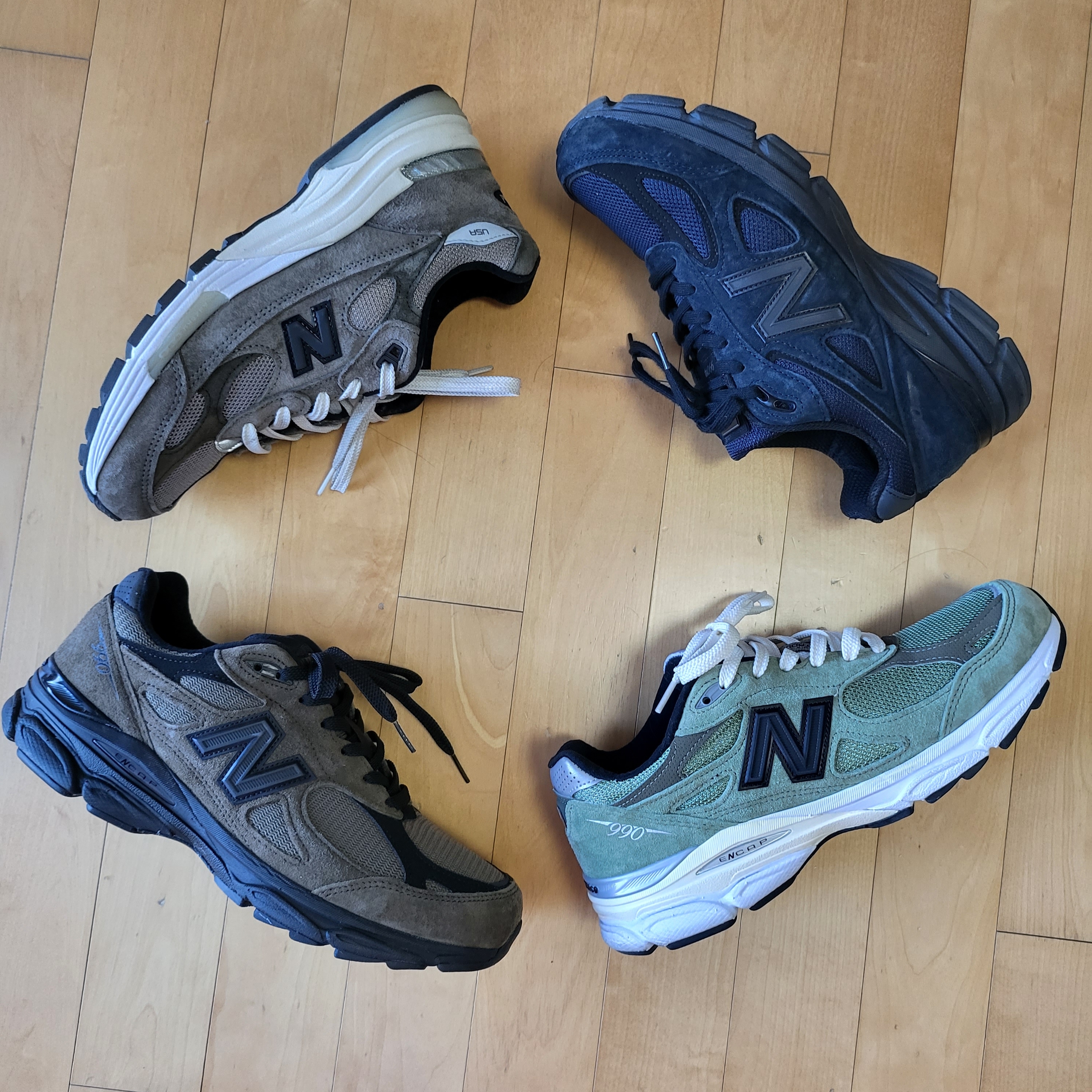 New Balance x JJJJound 990v3 Brown Black, New Balance x JJJJound 990v3 Olive 착용 스타일 - 4