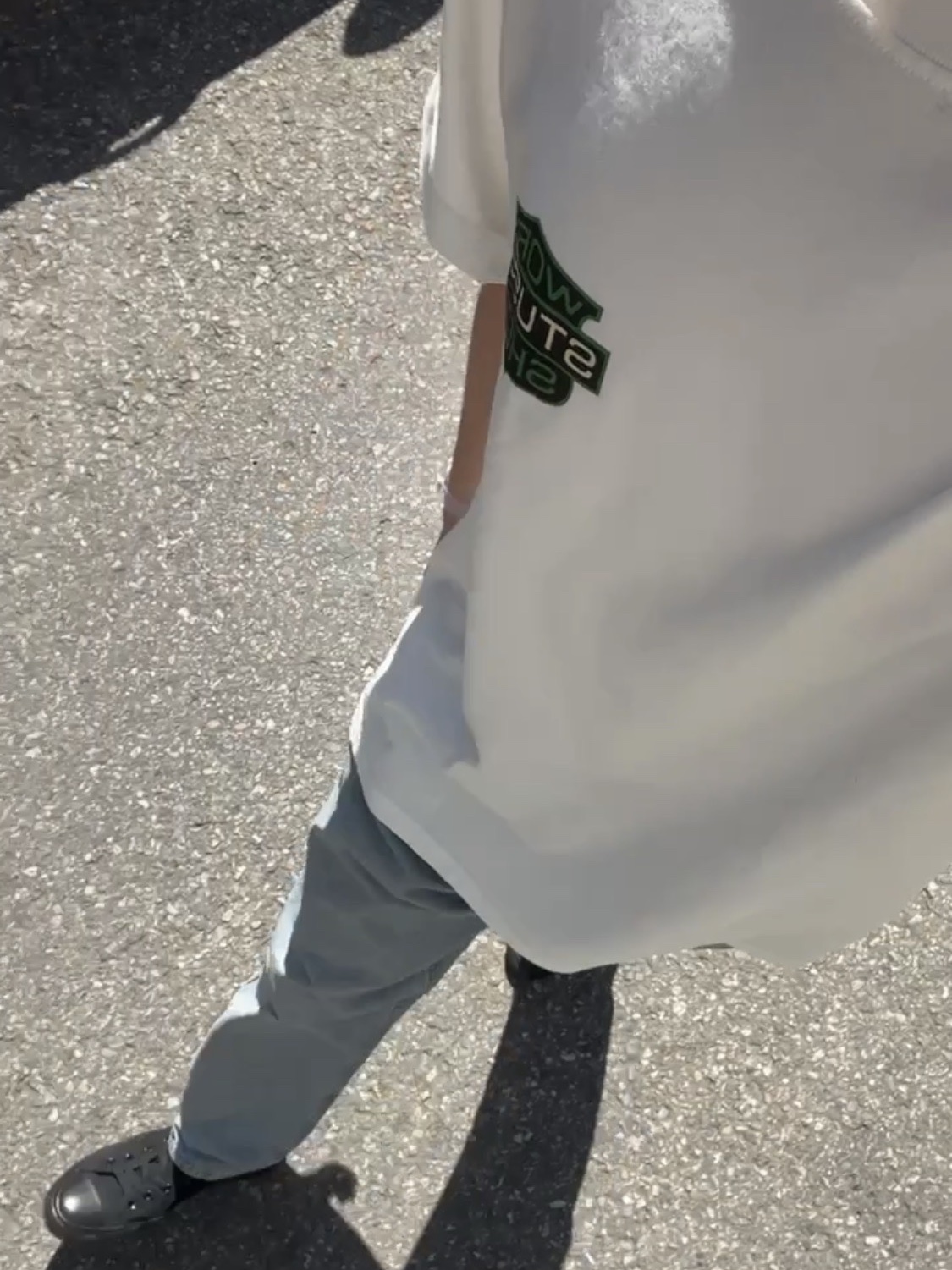Stussy x Our Legacy Badge T-Shirt Natural 착용 스타일