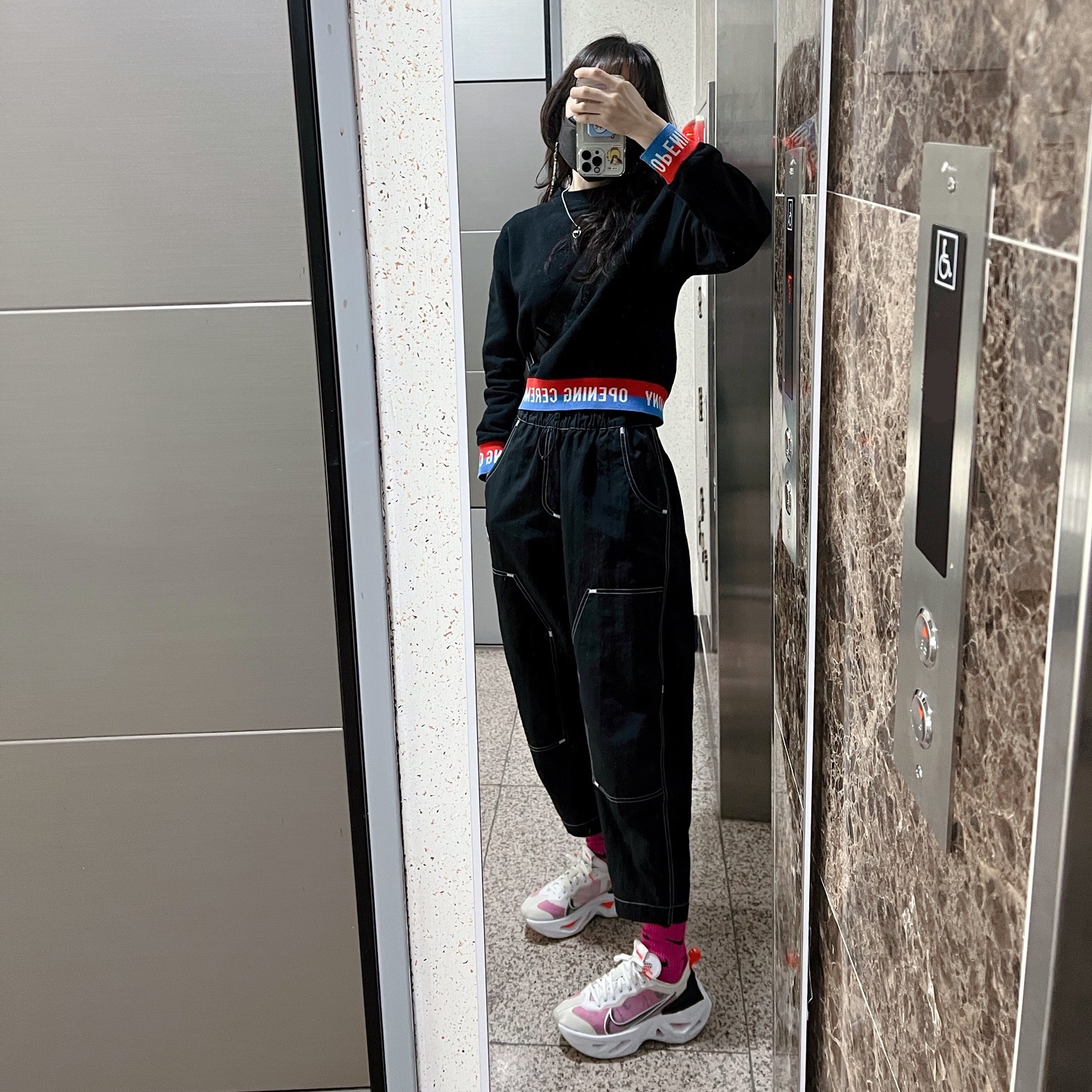 (Kids) Nike Everyday Plus Socks Dark Pink White (6 Pack/Korean Ver.), (W) Nike ZoomX Vista Grind White Bright Crimson Black 착용 스타일