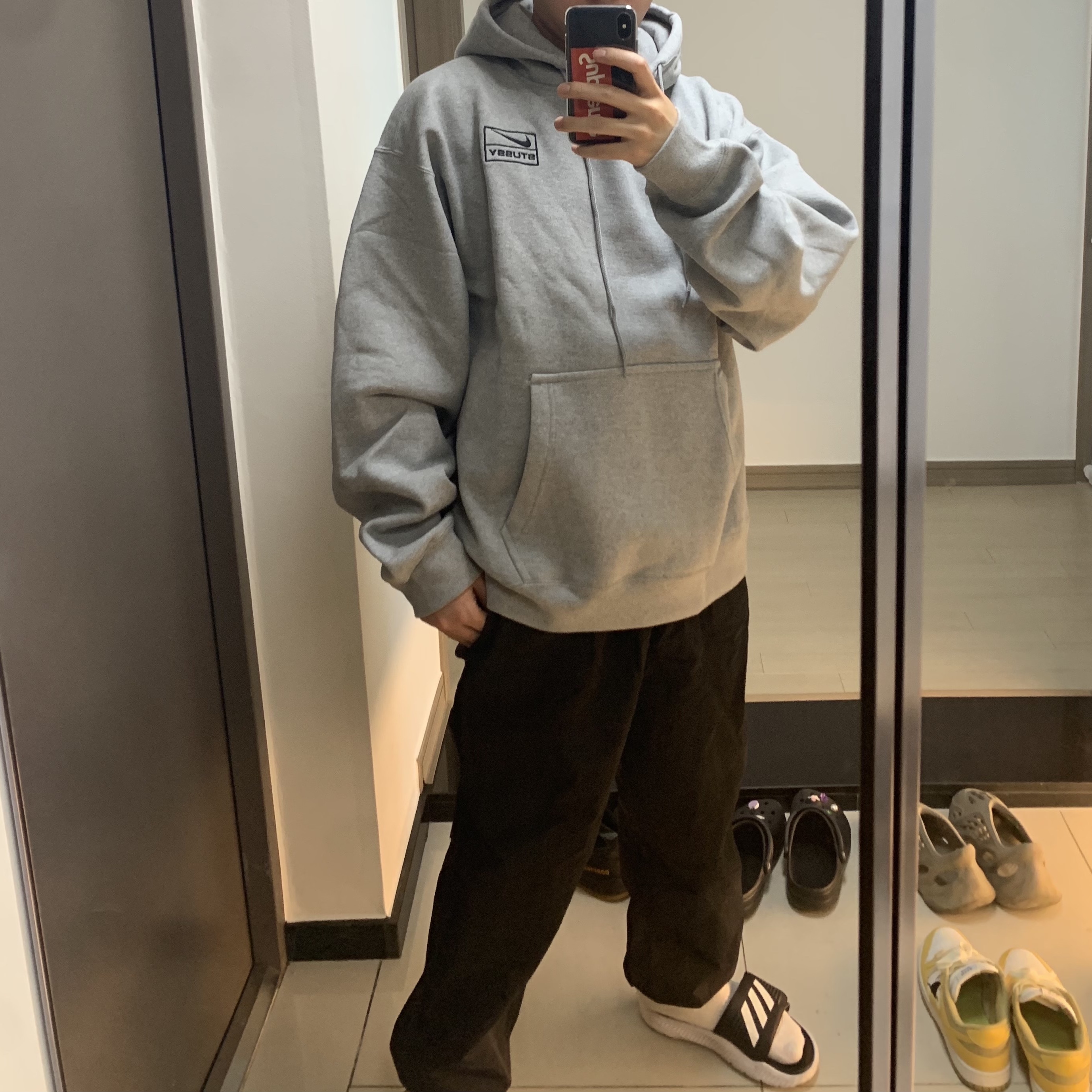 Nike x Stussy NRG RA Pullover Hoodie Dark Grey Heather (DJ9488-063) 착용 스타일 - 2