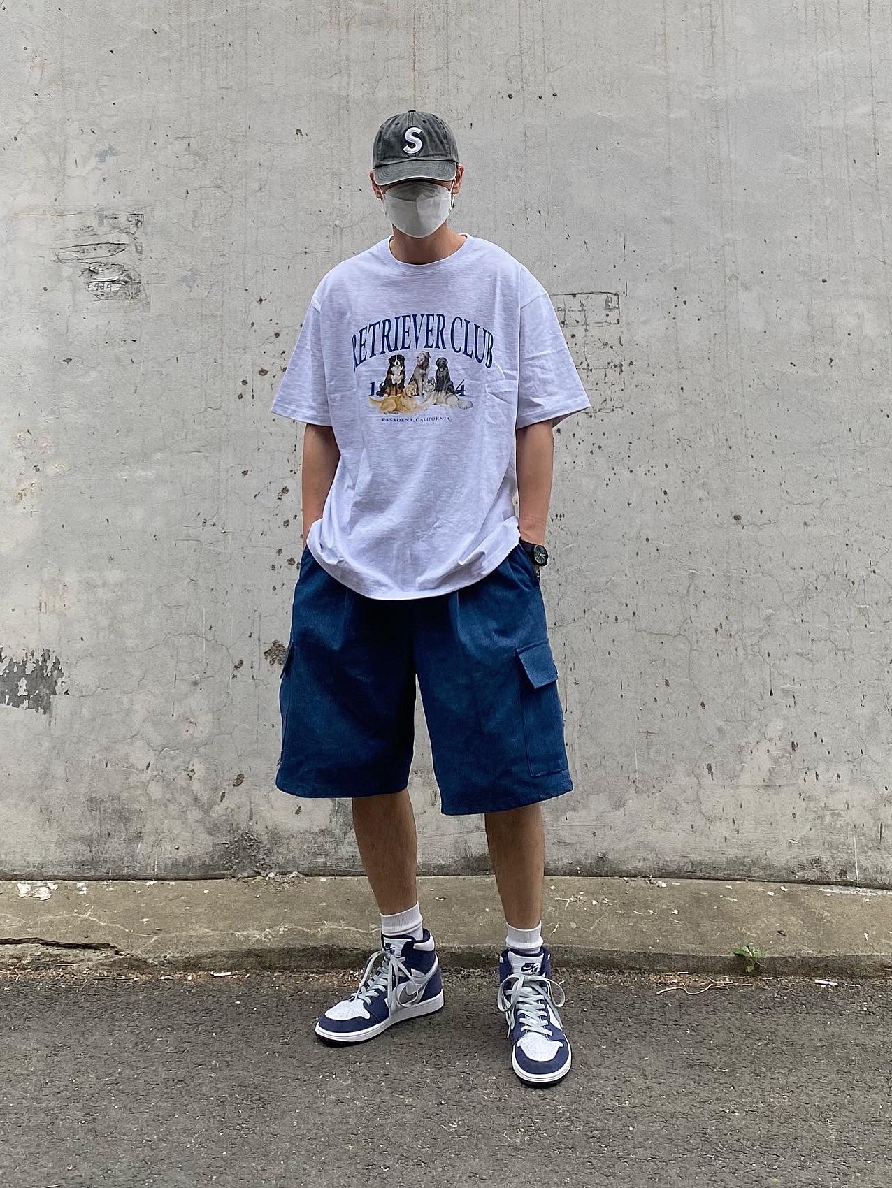 Jordan 1 Retro High OG CO.JP Midnight Navy, Supreme Pigment Print S Logo 6-Panel Black - 20SS 착용 스타일 - 2
