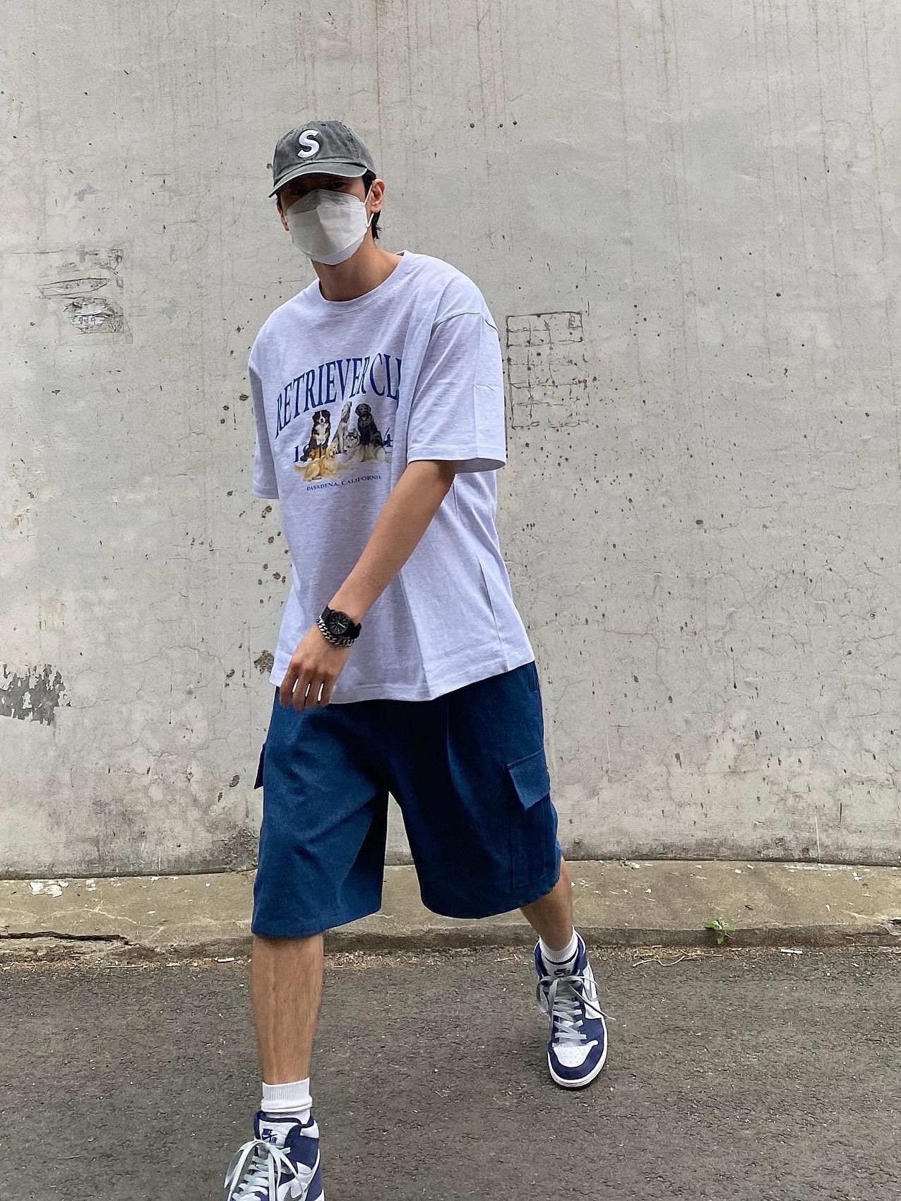 Jordan 1 Retro High OG CO.JP Midnight Navy, Supreme Pigment Print S Logo 6-Panel Black - 20SS 착용 스타일 - 3